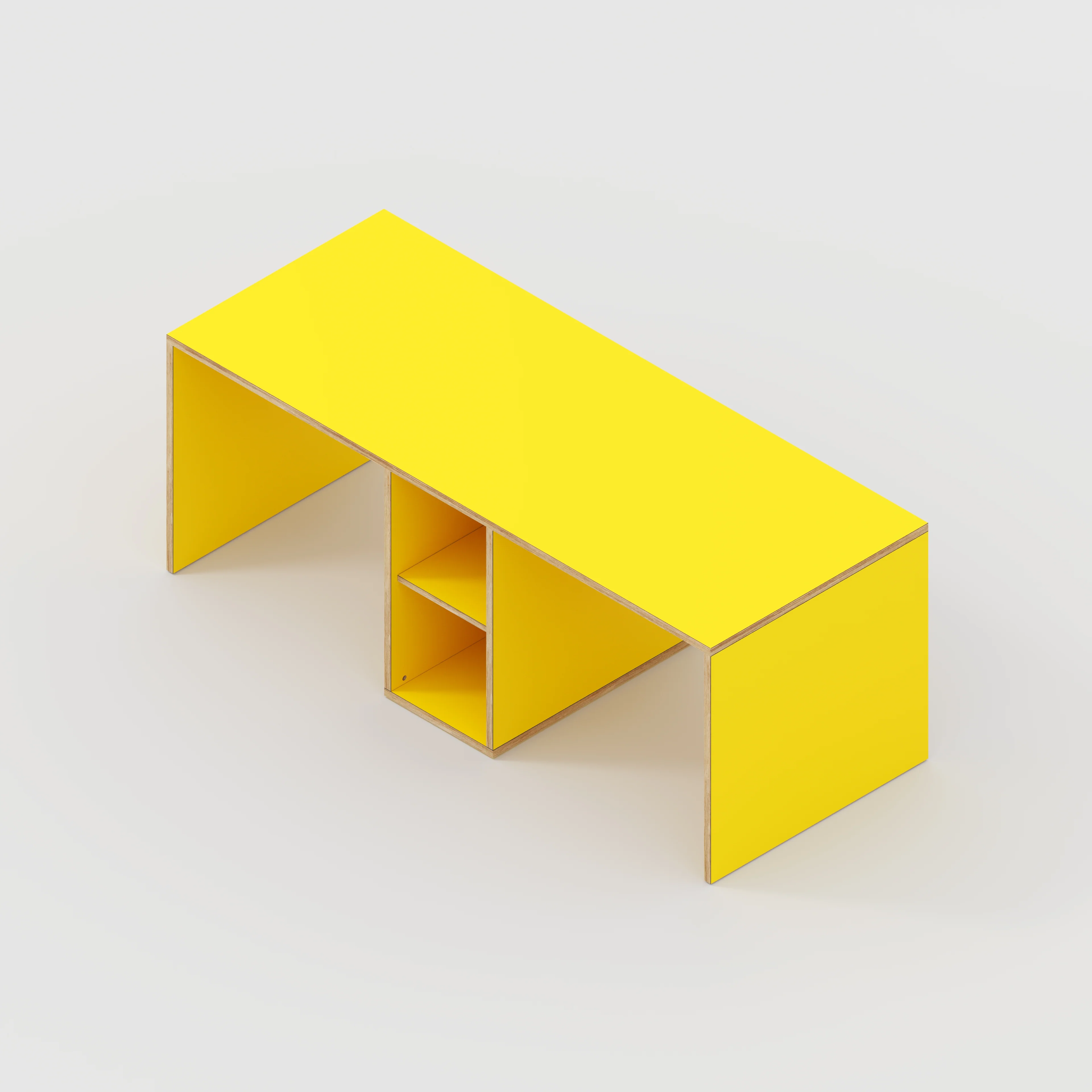 Plywood Desk with Storage Type 3 - Shelf - Formica Chrome Yellow - 2000(w) x 800(d) x 750(h) - Image 5