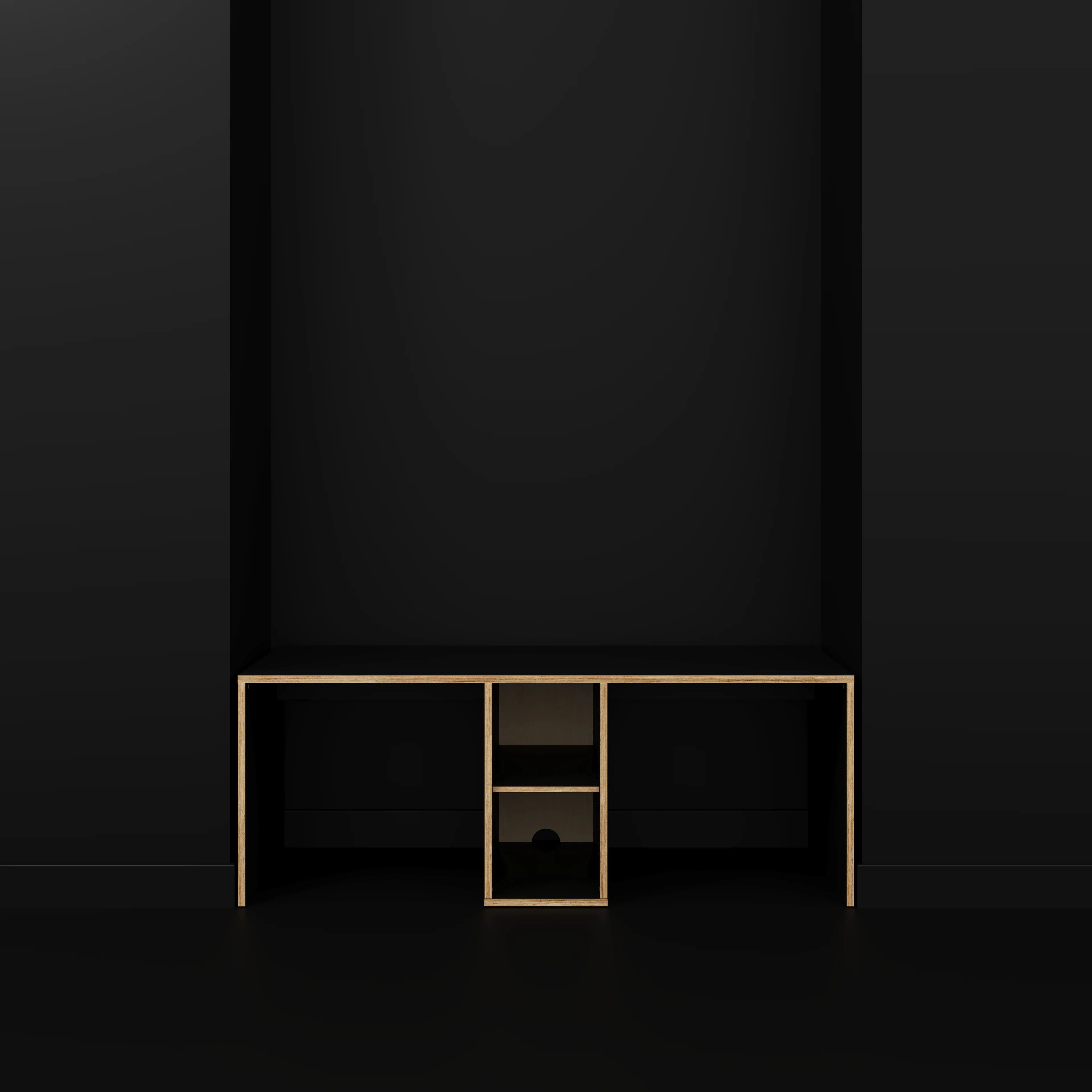 Plywood Desk with Storage Type 3 - Shelf - Formica Diamond Black - 2000(w) x 800(d) x 750(h) - Image 2