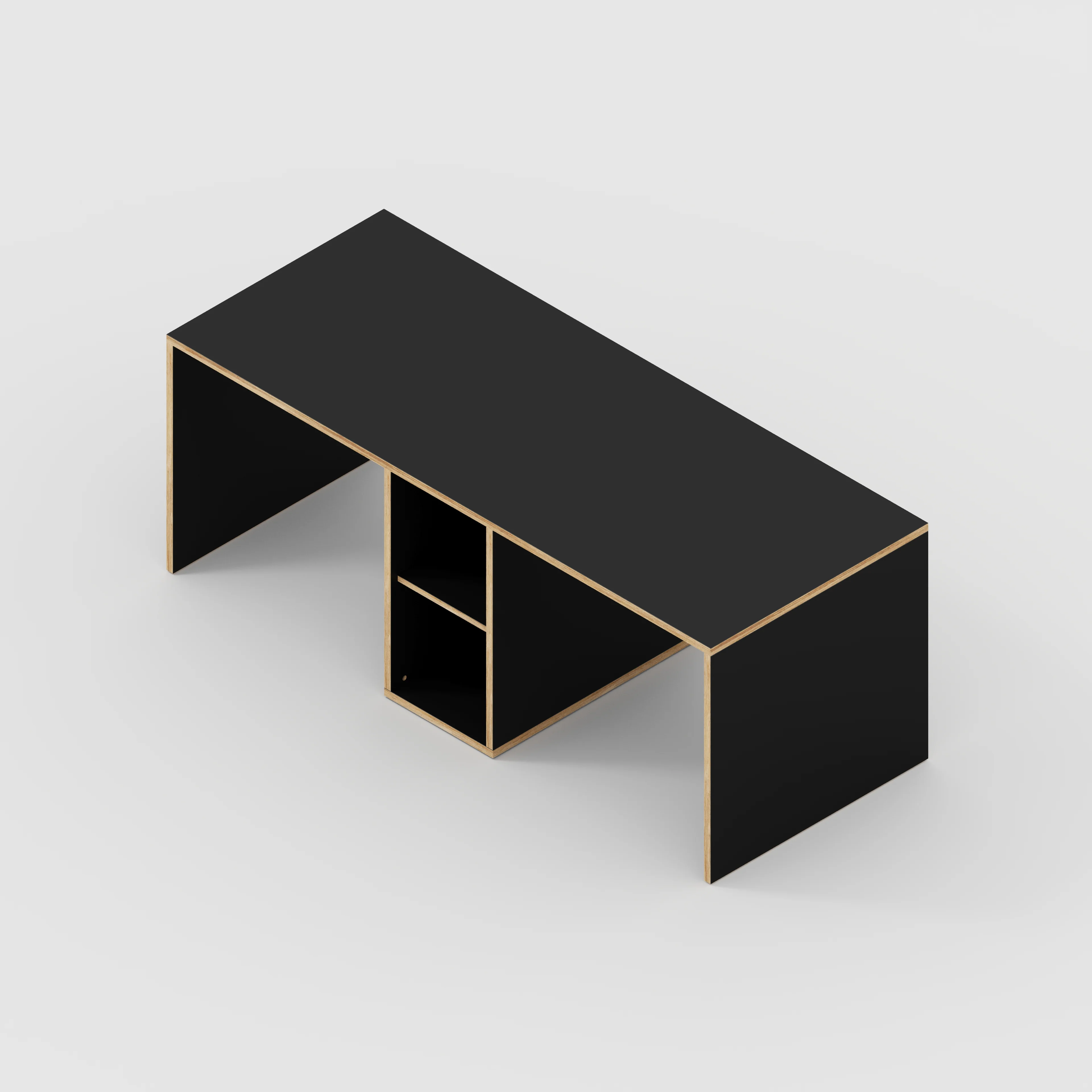 Plywood Desk with Storage Type 3 - Shelf - Formica Diamond Black - 2000(w) x 800(d) x 750(h) - Image 5