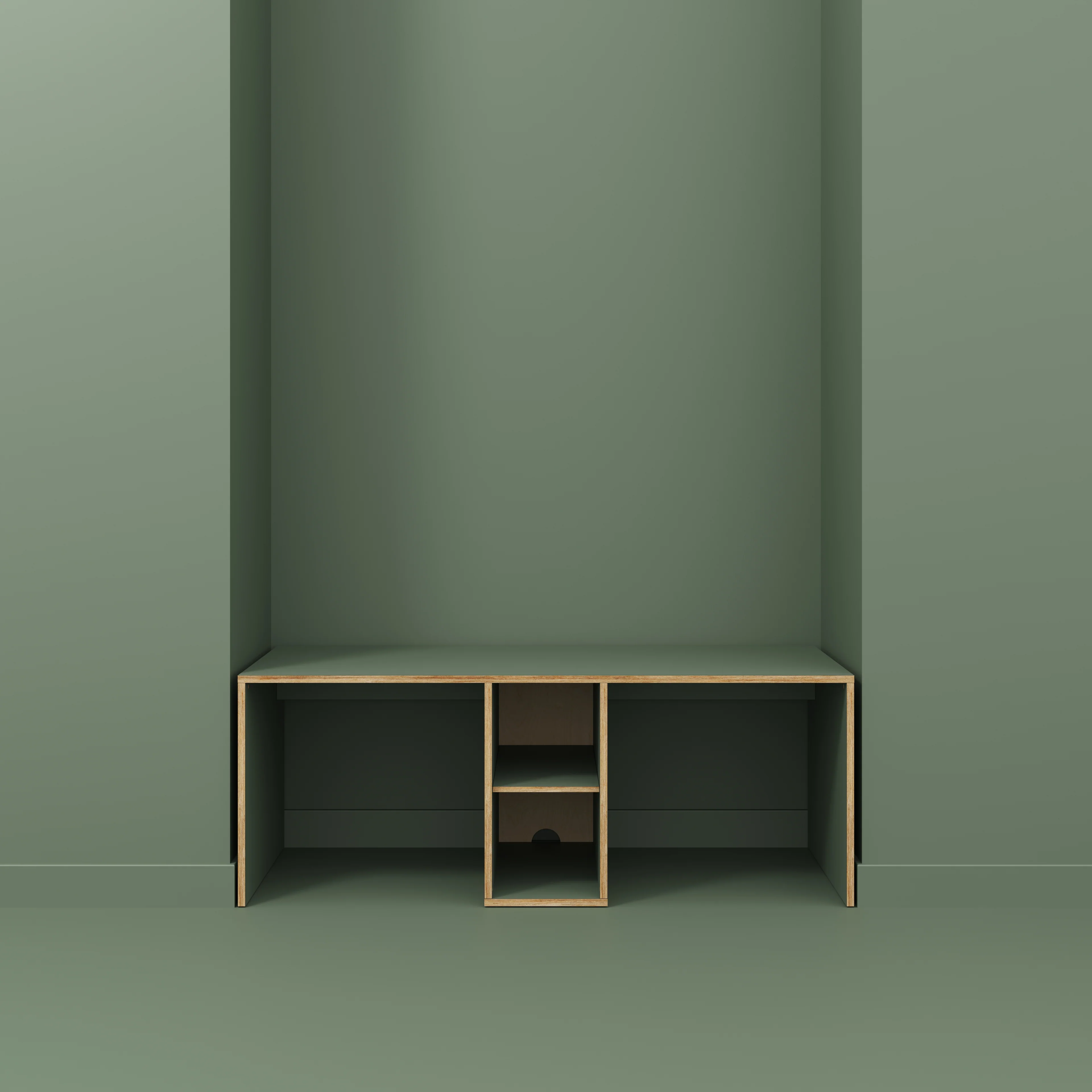 Plywood Desk with Storage Type 3 - Shelf - Formica Green Slate - 2000(w) x 800(d) x 750(h) - Image 2