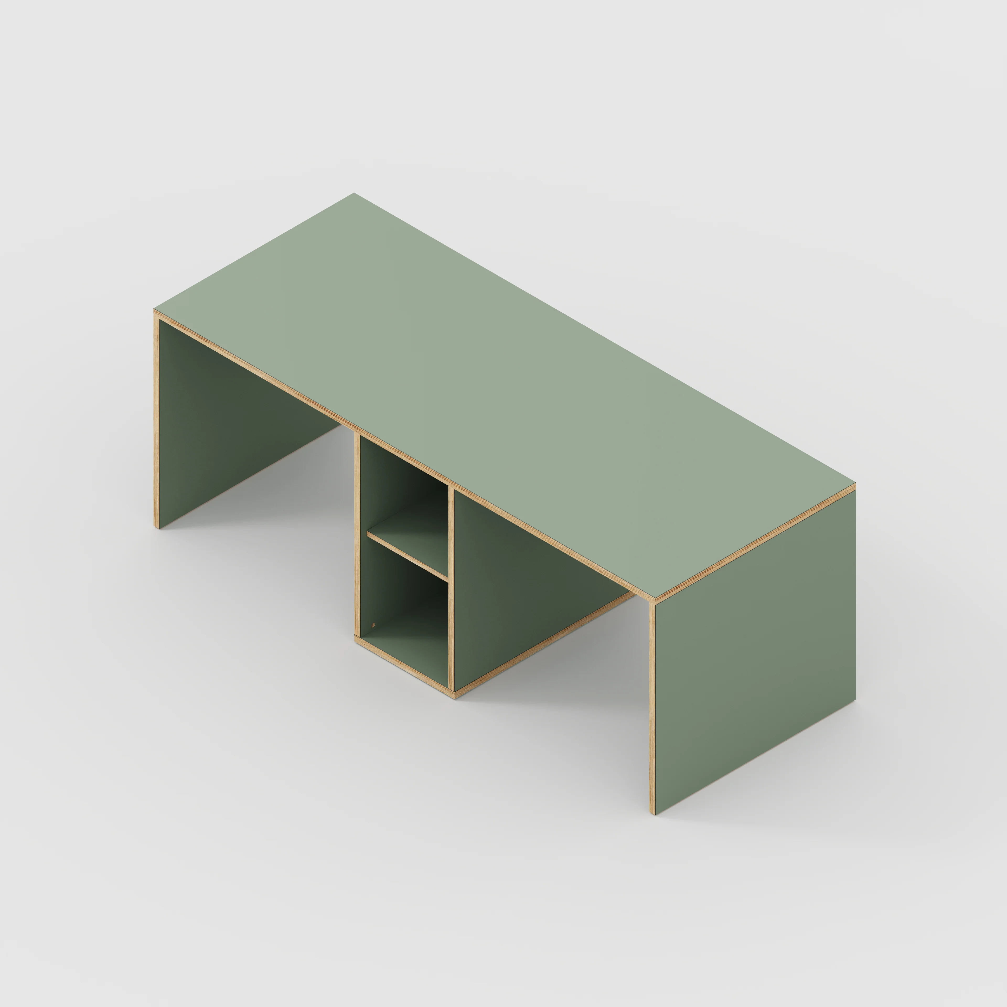 Plywood Desk with Storage Type 3 - Shelf - Formica Green Slate - 2000(w) x 800(d) x 750(h) - Image 5