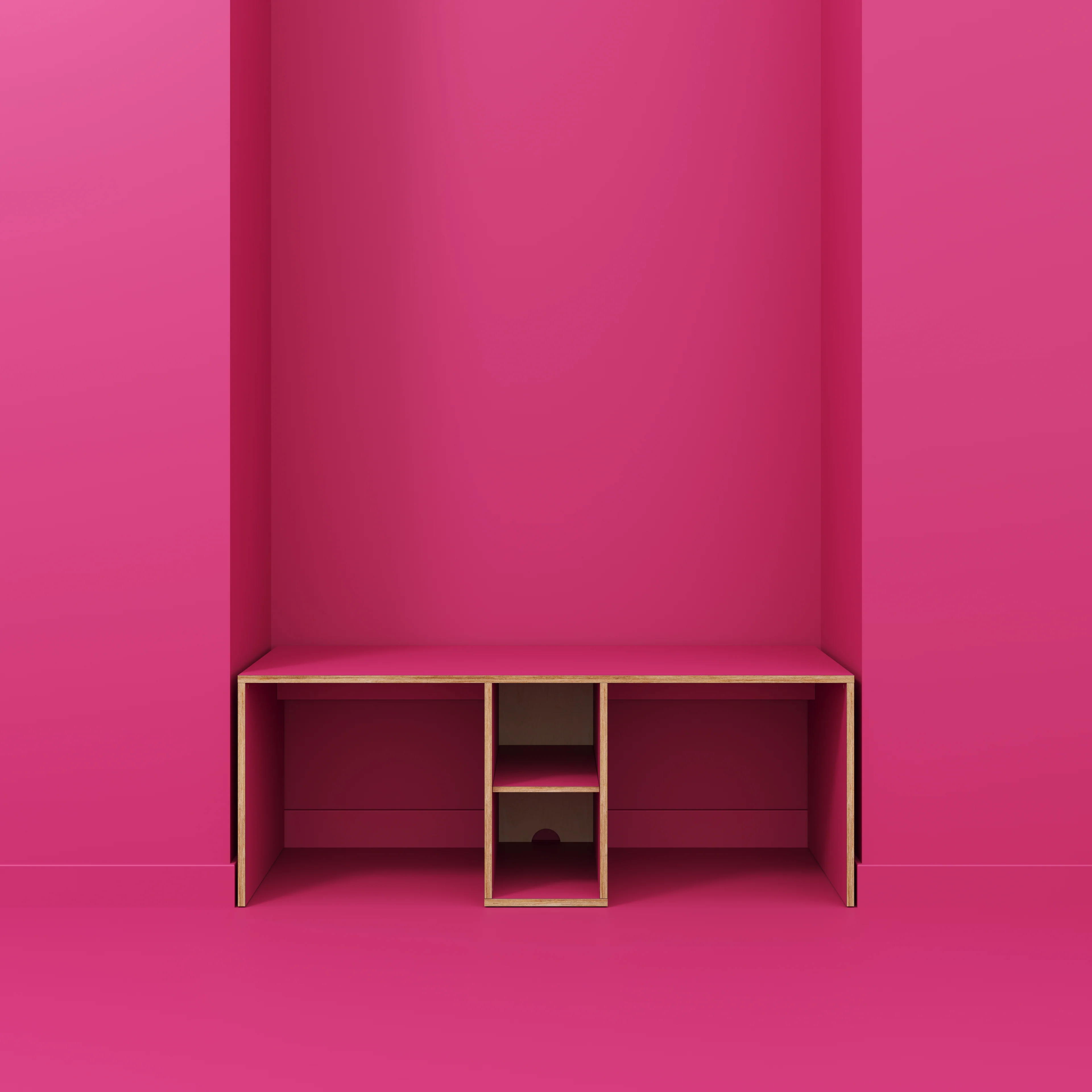 Plywood Desk with Storage Type 3 - Shelf - Formica Juicy Pink - 2000(w) x 800(d) x 750(h) - Image 2