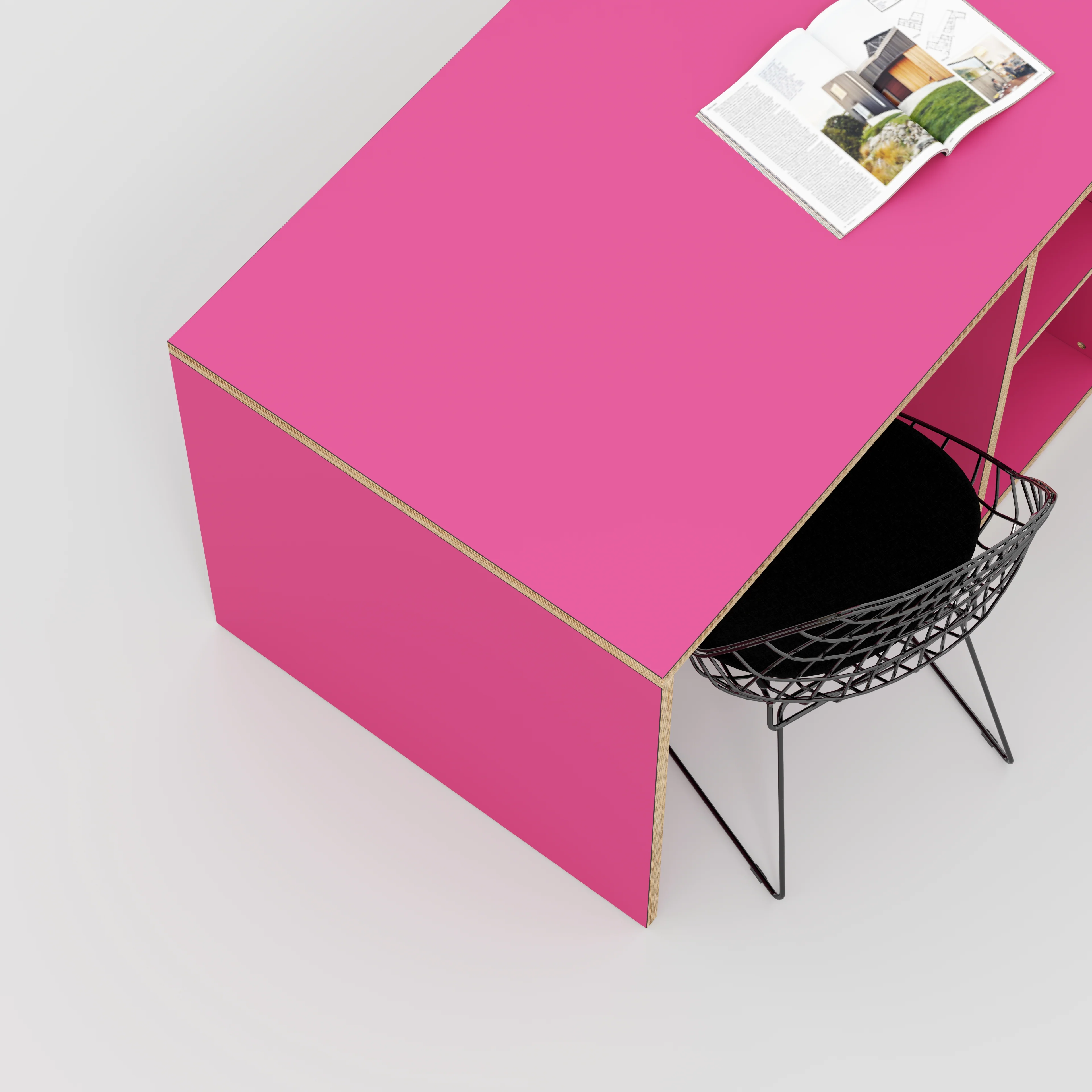 Plywood Desk with Storage Type 3 - Shelf - Formica Juicy Pink - 2000(w) x 800(d) x 750(h) - Image 3