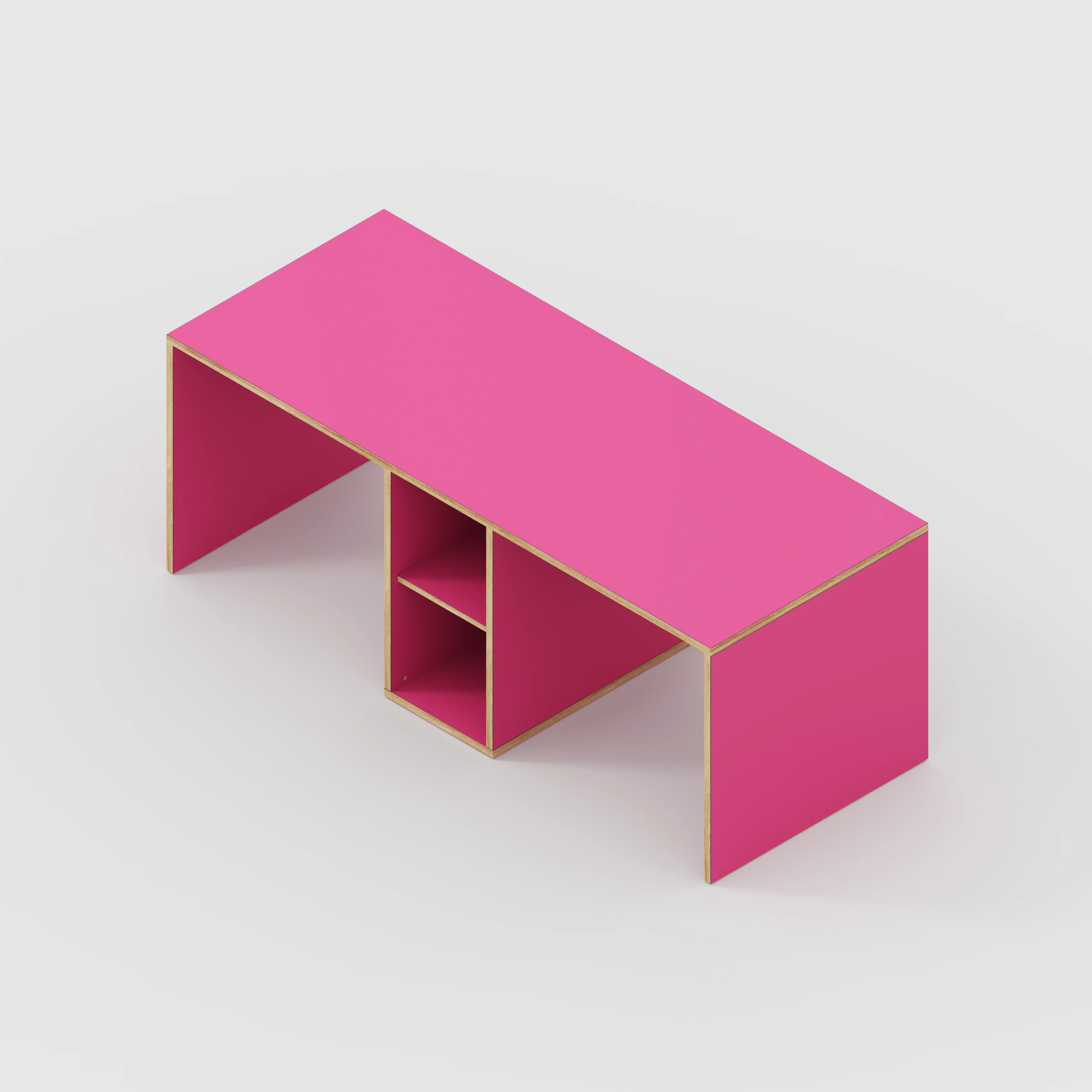 Plywood Desk with Storage Type 3 - Shelf - Formica Juicy Pink - 2000(w) x 800(d) x 750(h) - Image 5