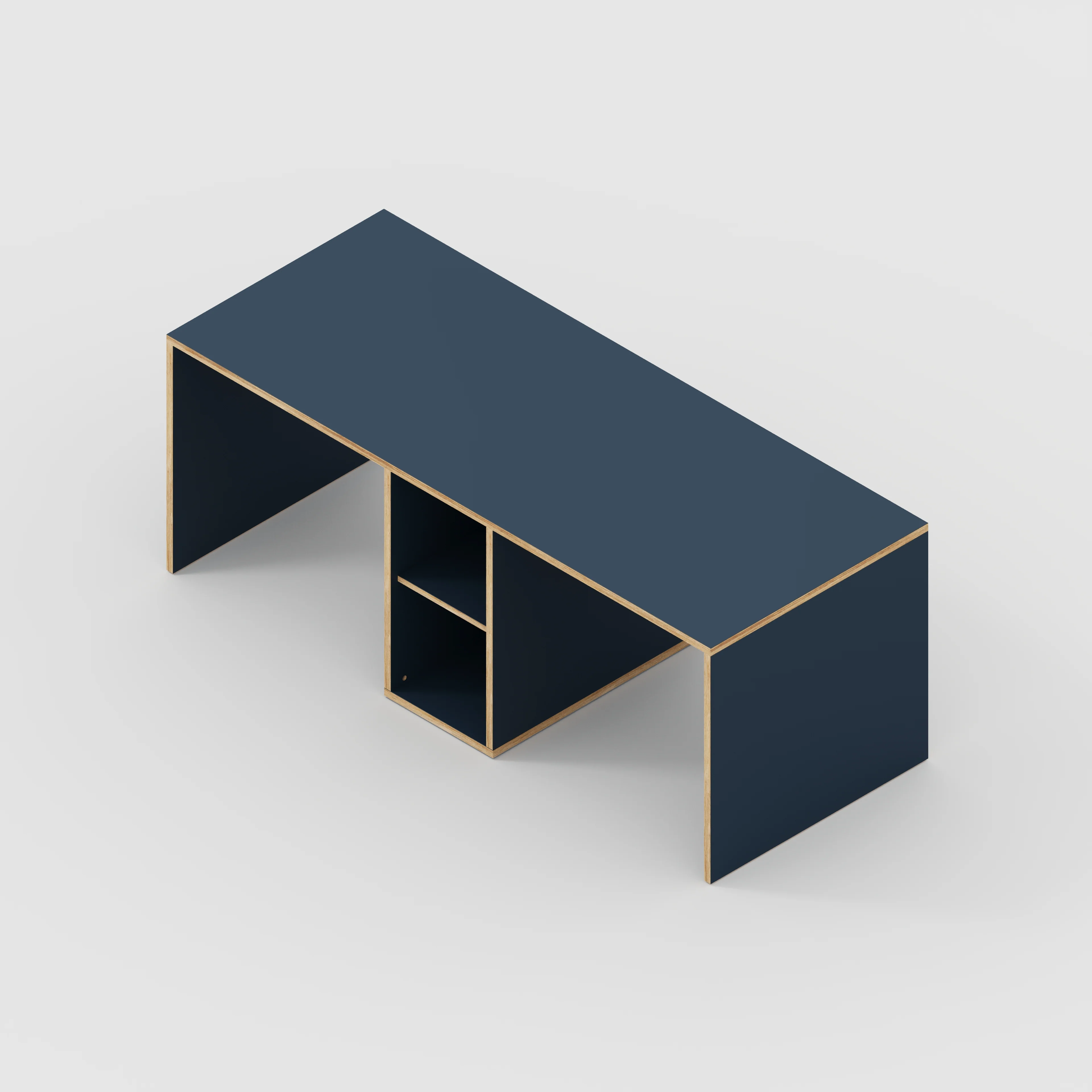 Plywood Desk with Storage Type 3 - Shelf - Formica Night Sea Blue - 2000(w) x 800(d) x 750(h) - Image 5