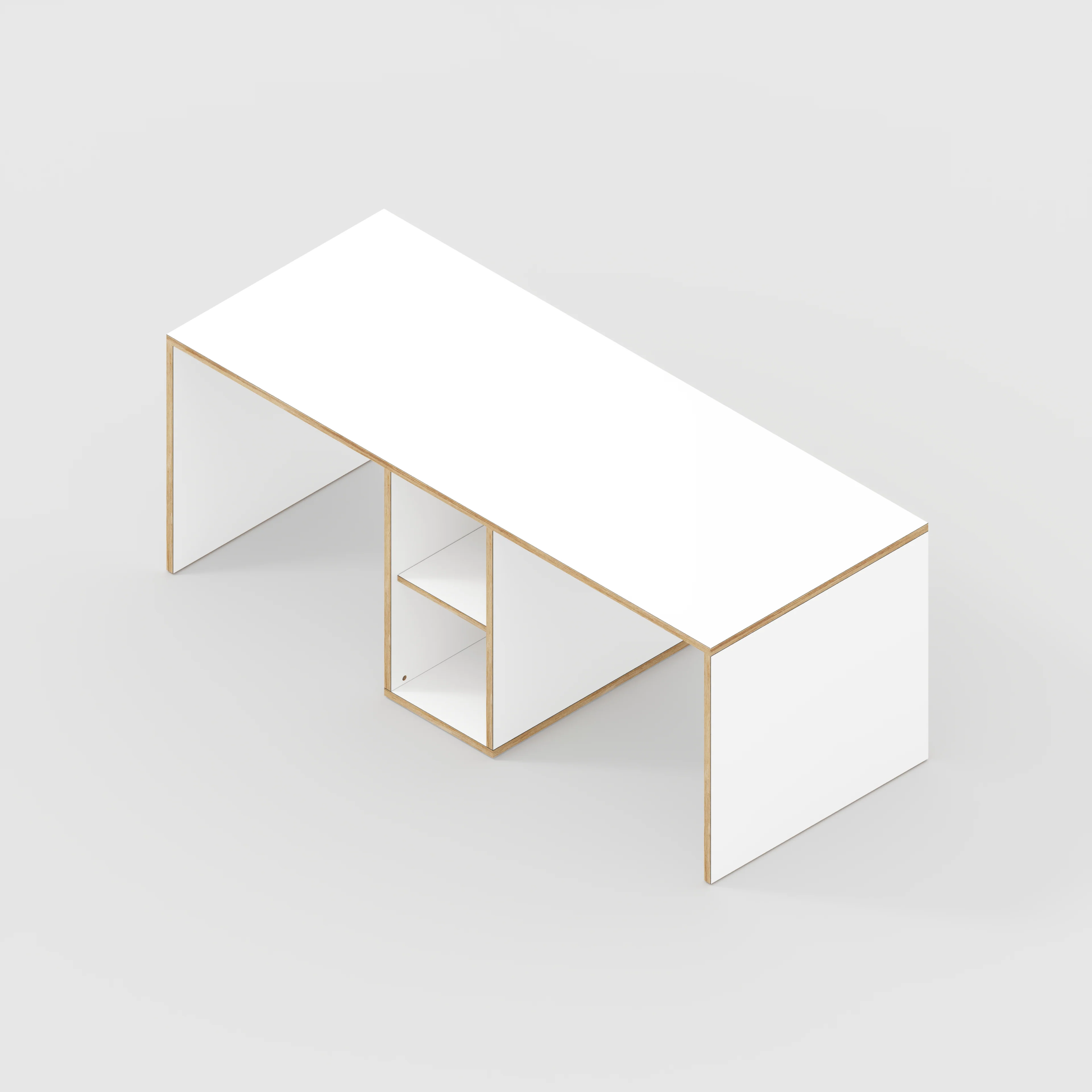 Plywood Desk with Storage Type 3 - Shelf - Formica White - 2000(w) x 800(d) x 750(h) - Image 5