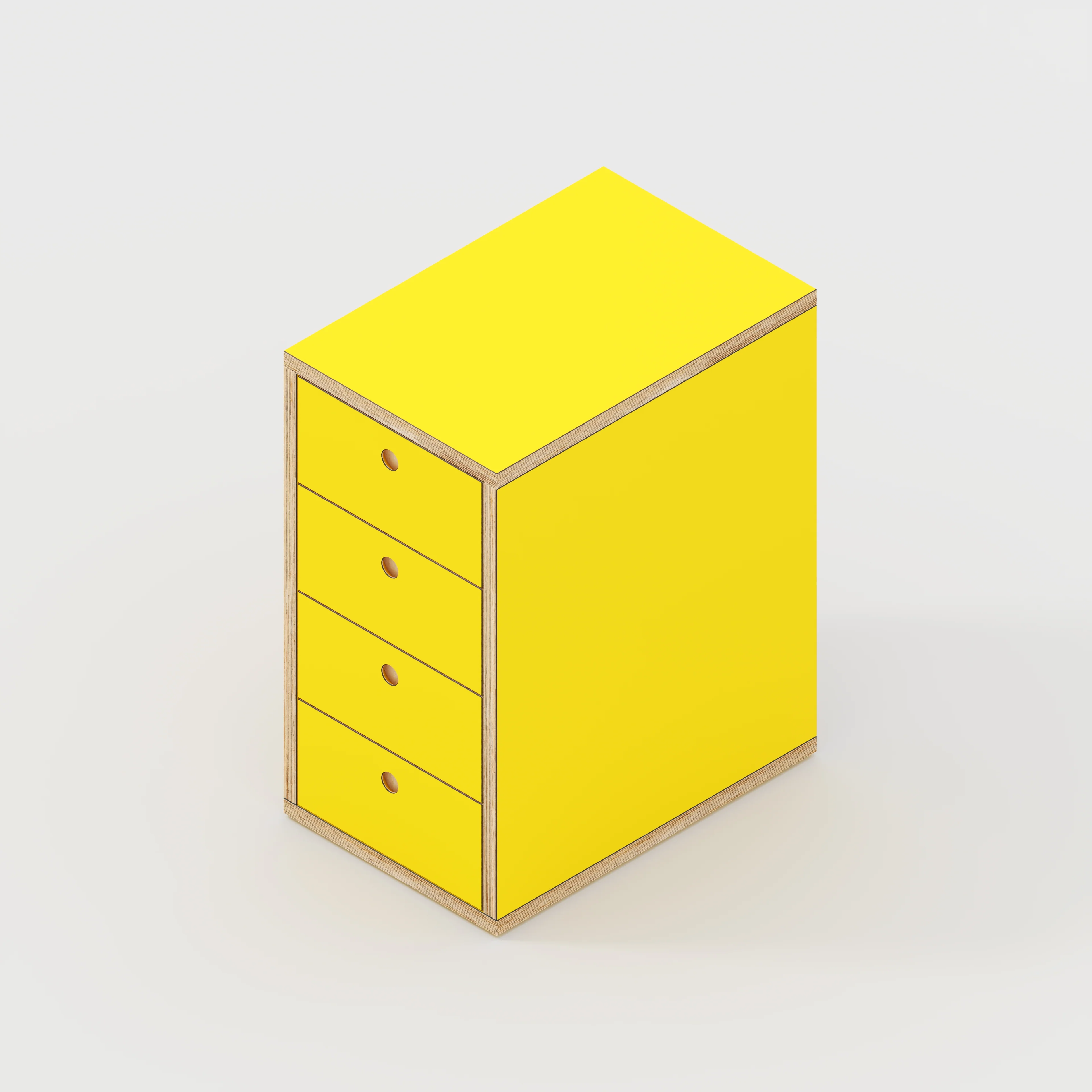 Plywood Drawer Unit - Formica Chrome Yellow - 400(w) x 600(d) x 750(h) - Image 4