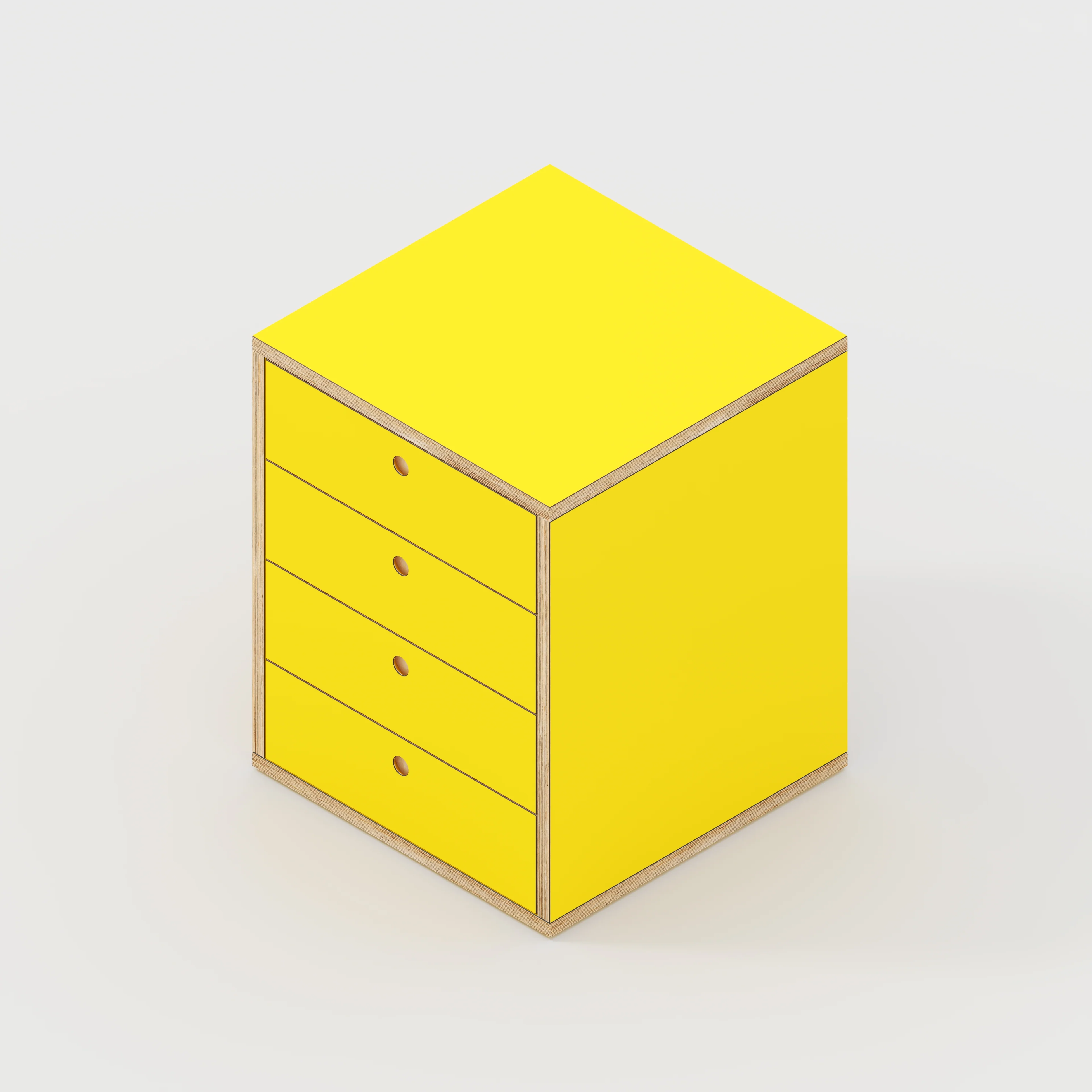 Plywood Drawer Unit - Formica Chrome Yellow - 600(w) x 600(d) x 750(h) - Image 4
