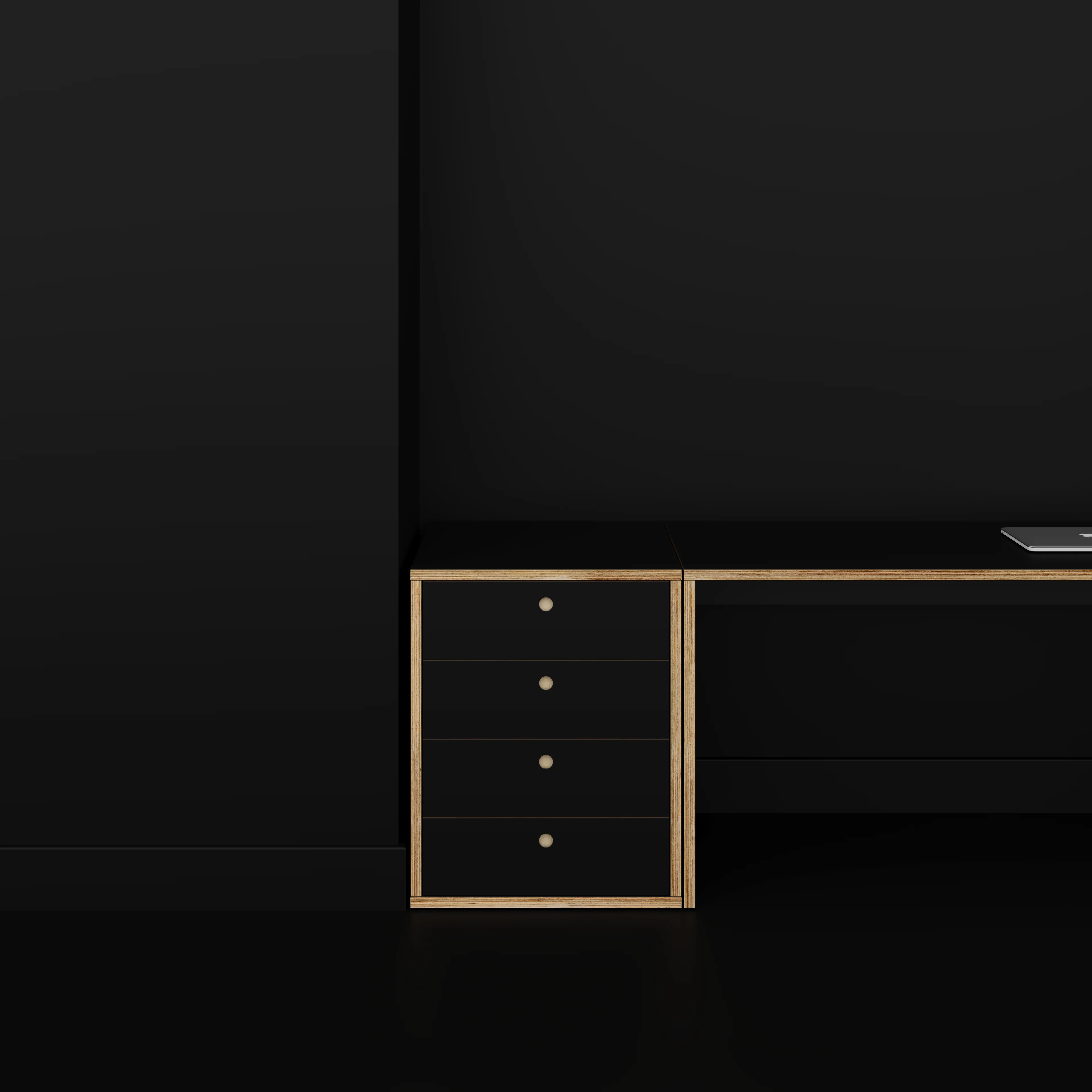 Plywood Drawer Unit - Formica Diamond Black - 600(w) x 600(d) x 750(h) - Image 2