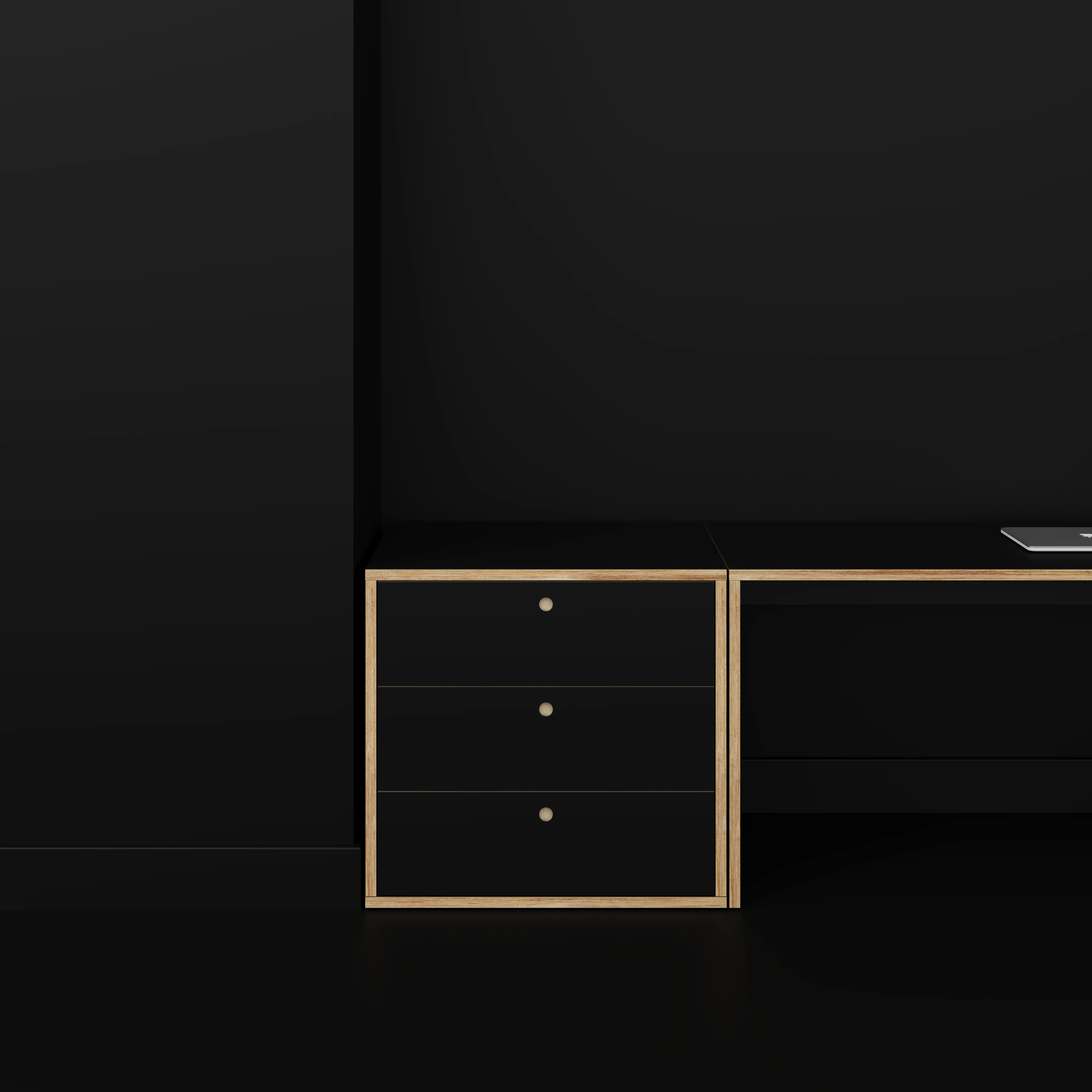 Plywood Drawer Unit - Formica Diamond Black - 800(w) x 600(d) x 750(h) - Image 2