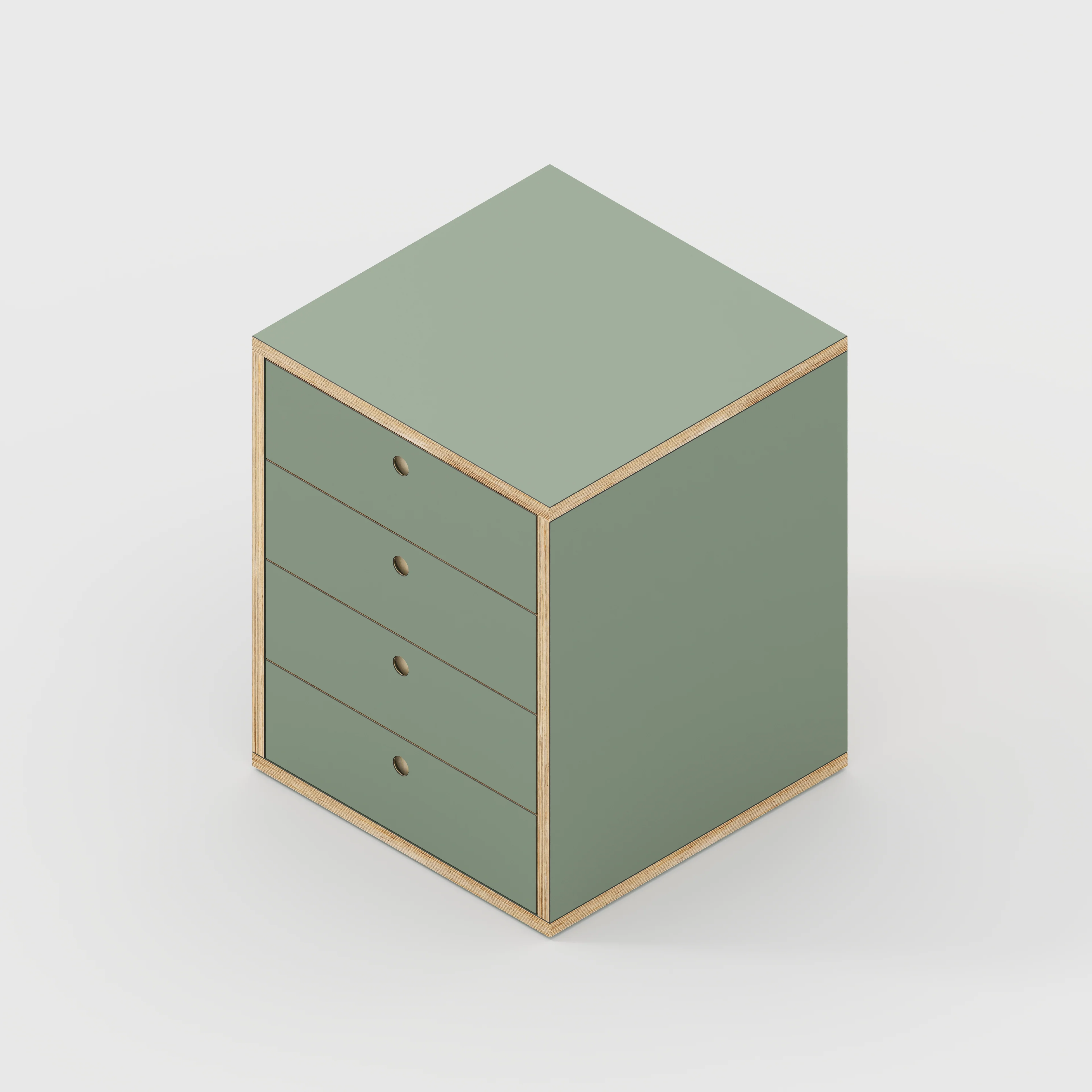 Plywood Drawer Unit - Formica Green Slate - 600(w) x 600(d) x 750(h) - Image 4