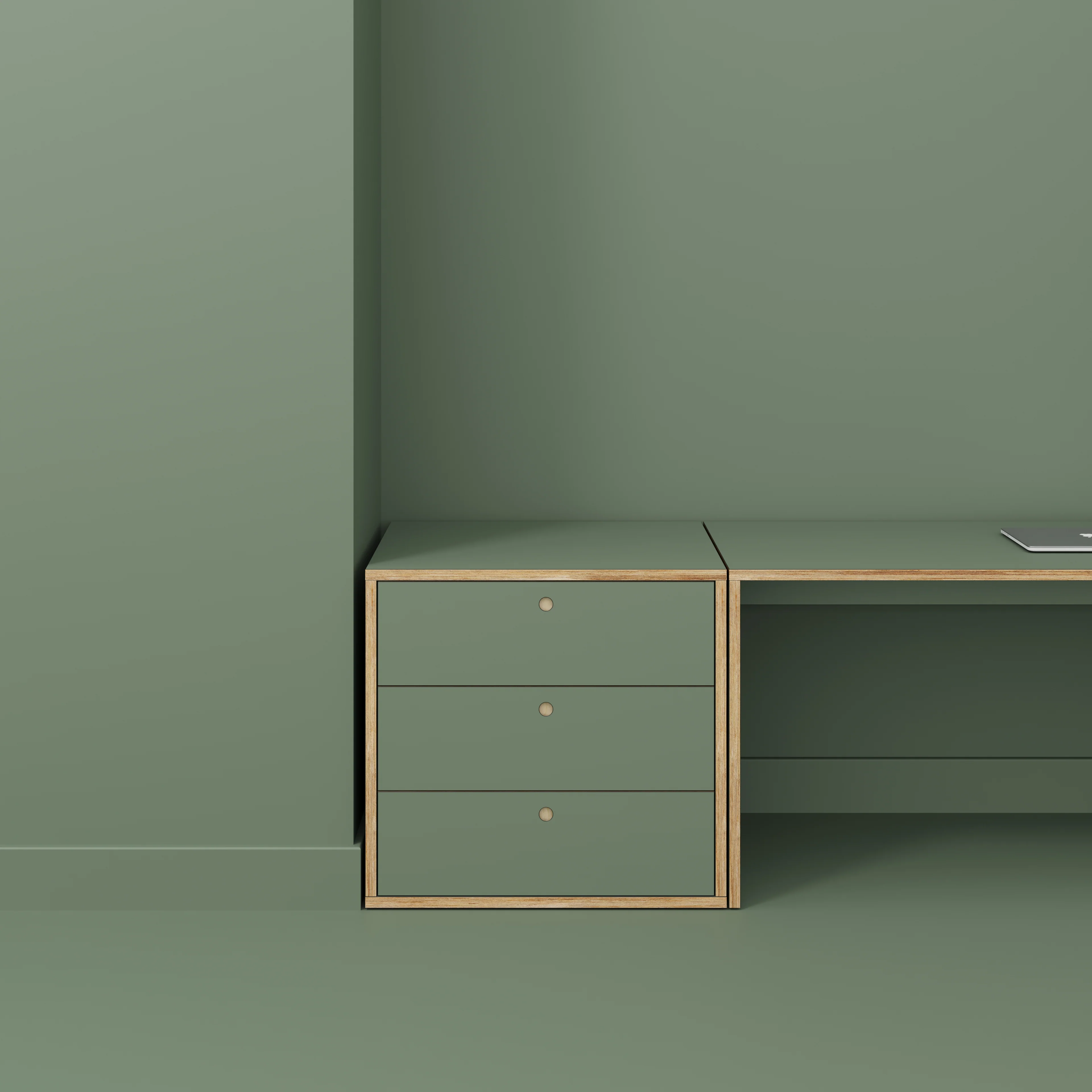 Plywood Drawer Unit - Formica Green Slate - 800(w) x 600(d) x 750(h) - Image 2