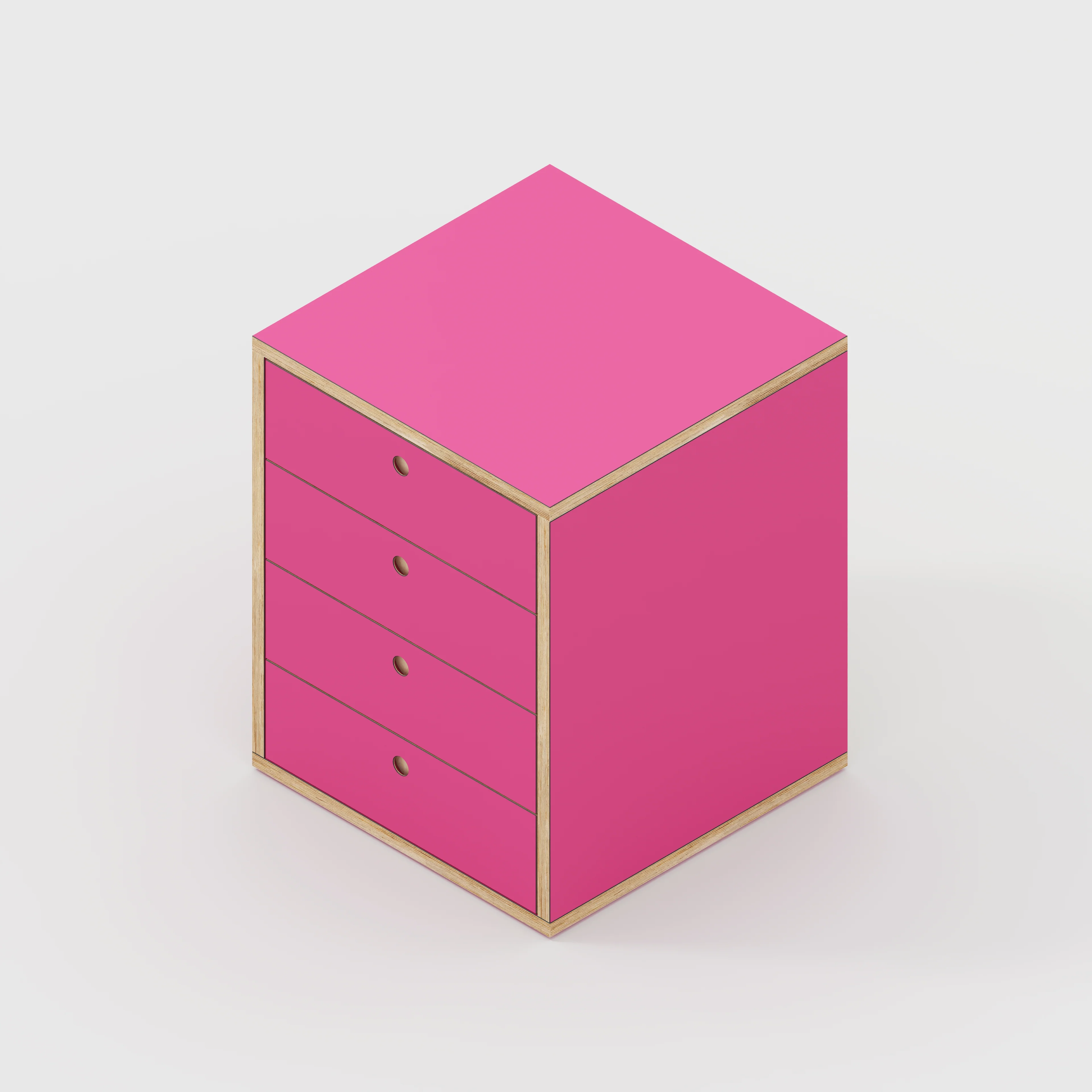 Plywood Drawer Unit - Formica Juicy Pink - 600(w) x 600(d) x 750(h) - Image 4