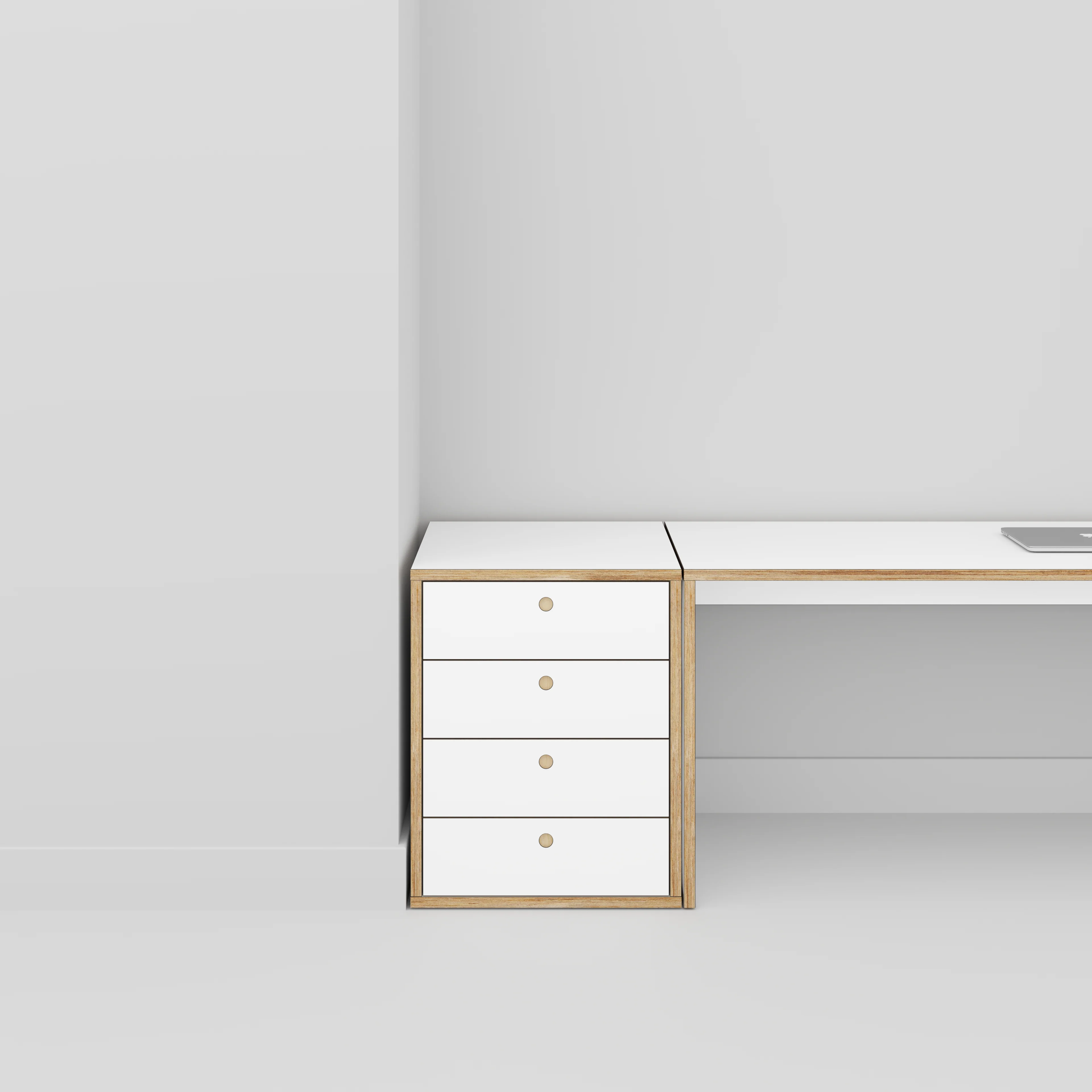 Plywood Drawer Unit - Formica White - 600(w) x 600(d) x 750(h) - Image 2