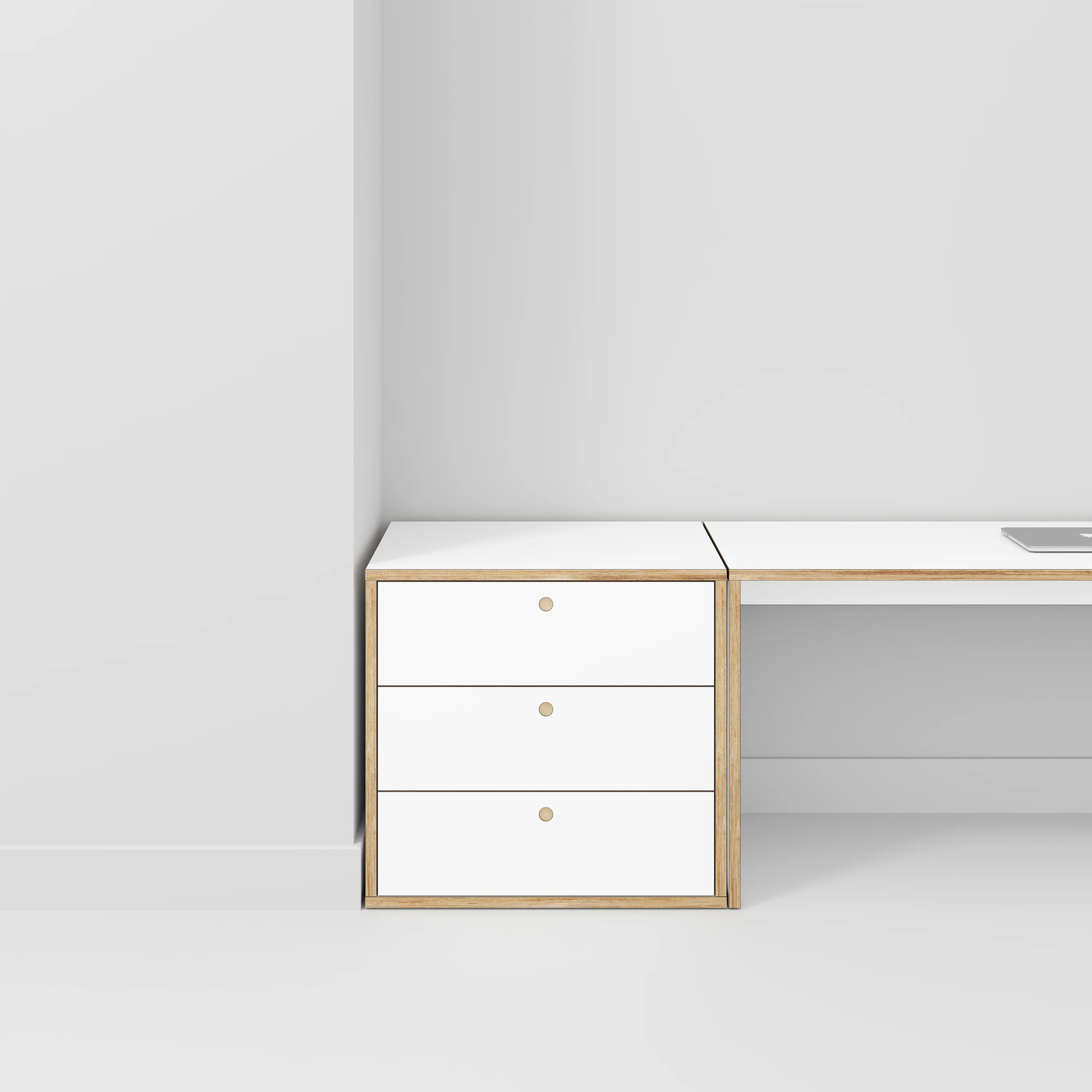 Plywood Drawer Unit - Formica White - 800(w) x 600(d) x 750(h) - Image 2