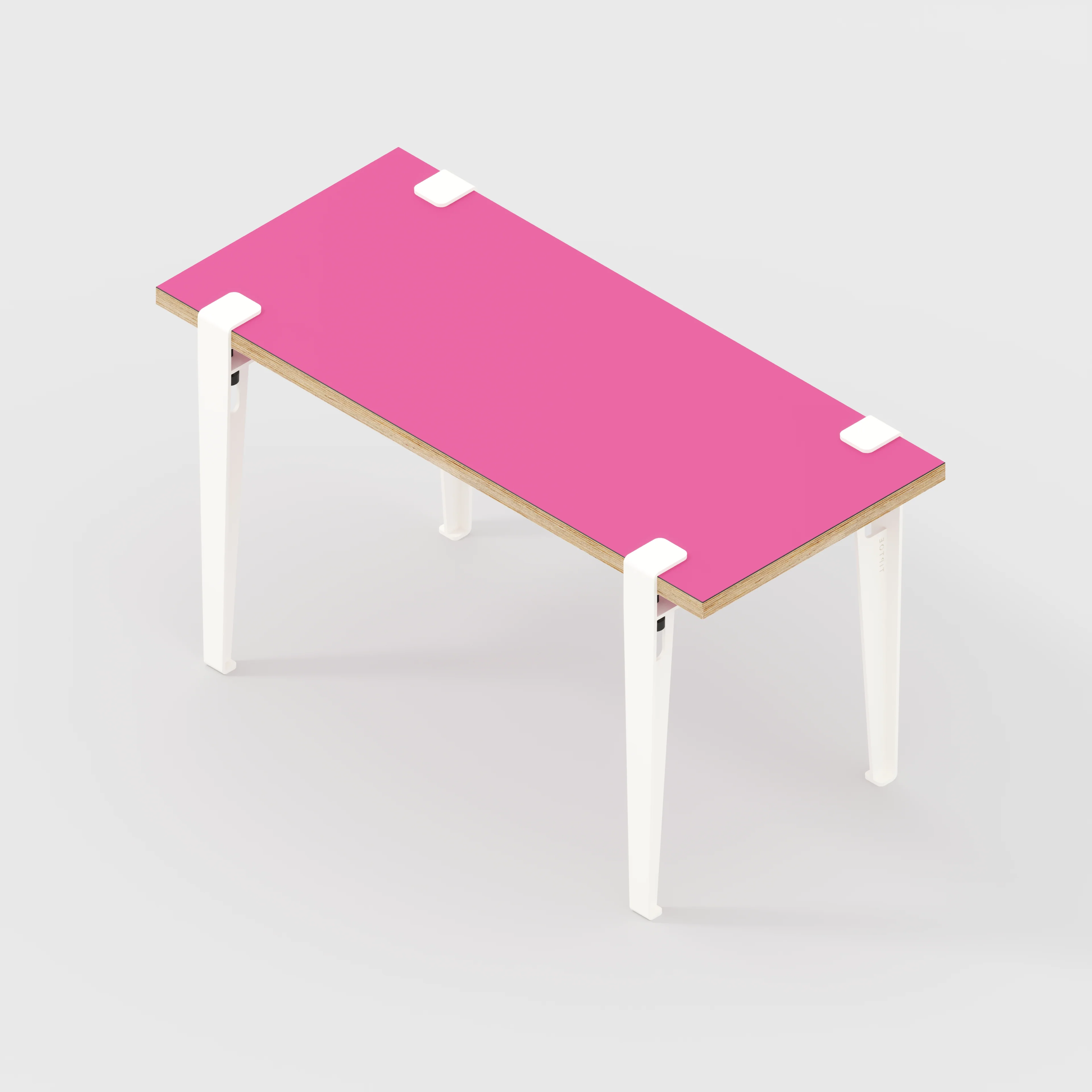 Plywood Kids Desk with Cloudy White Tiptoe Legs - Formica Juicy Pink - 800(w) x 400(d) x 500(h) - Image 5