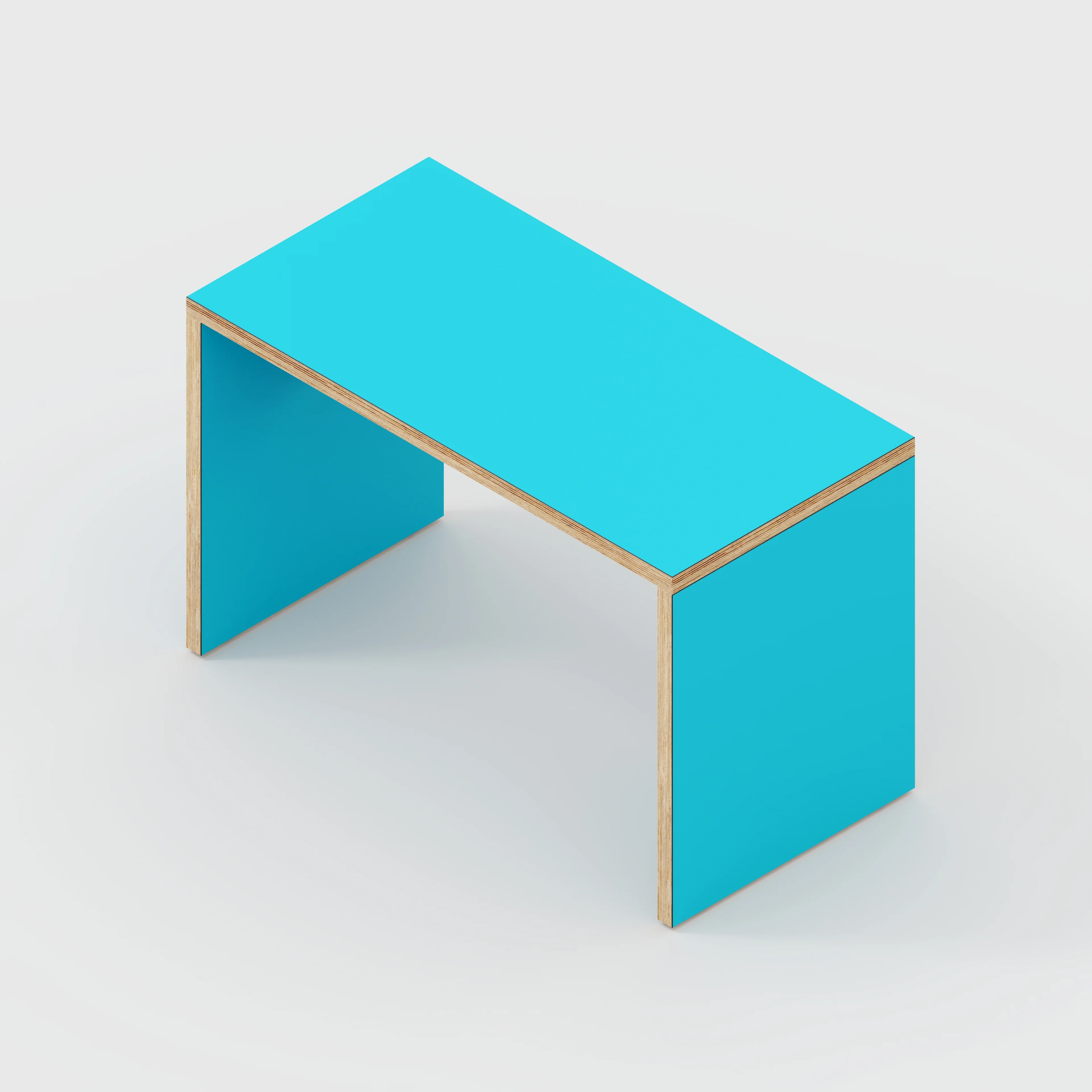 Plywood Kids Desk with Solid Sides - Formica Caribbean Blue - 800(w) x 400(d) x 500(h) - Image 5