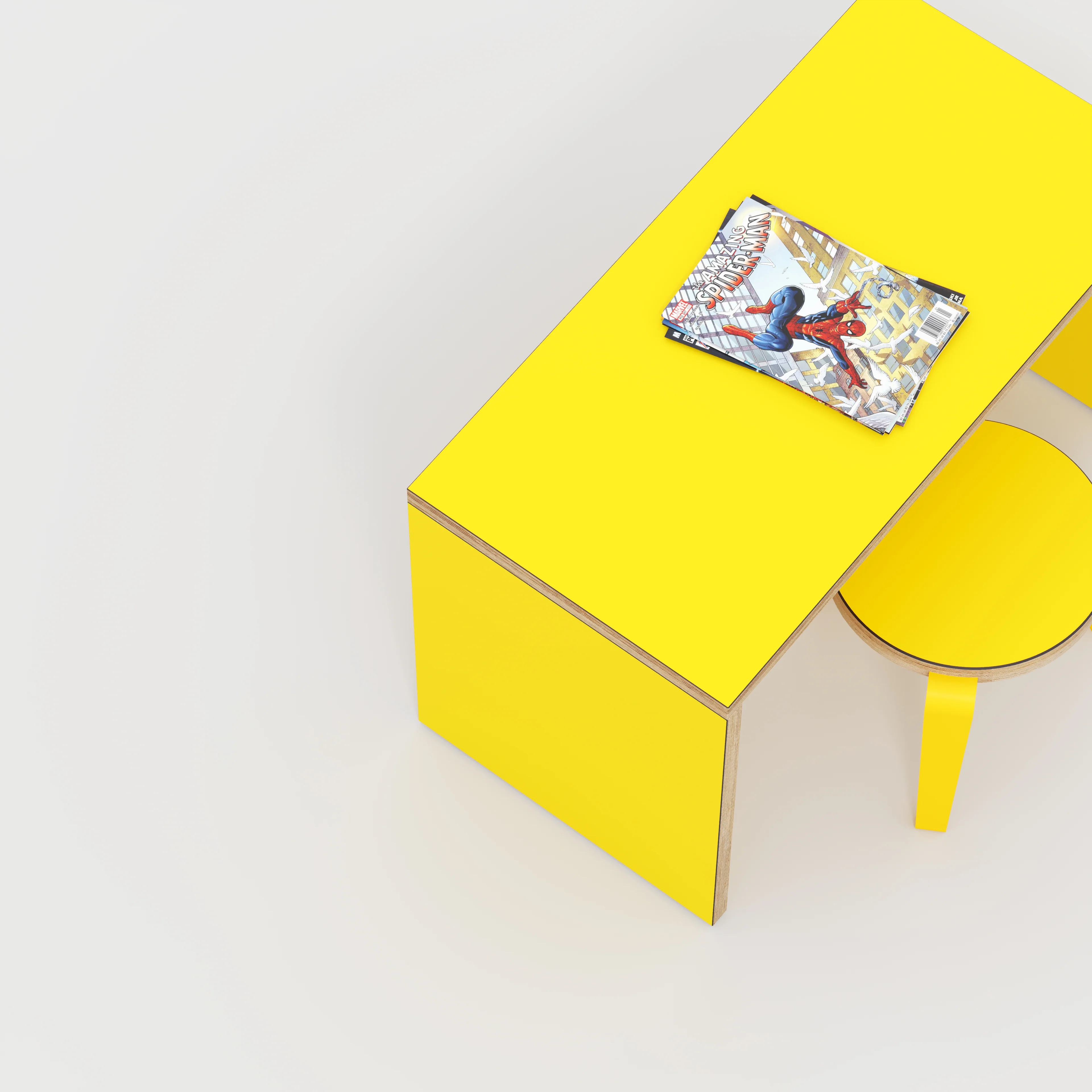 Plywood Kids Desk with Solid Sides - Formica Chrome Yellow - 800(w) x 400(d) x 500(h) - Image 3