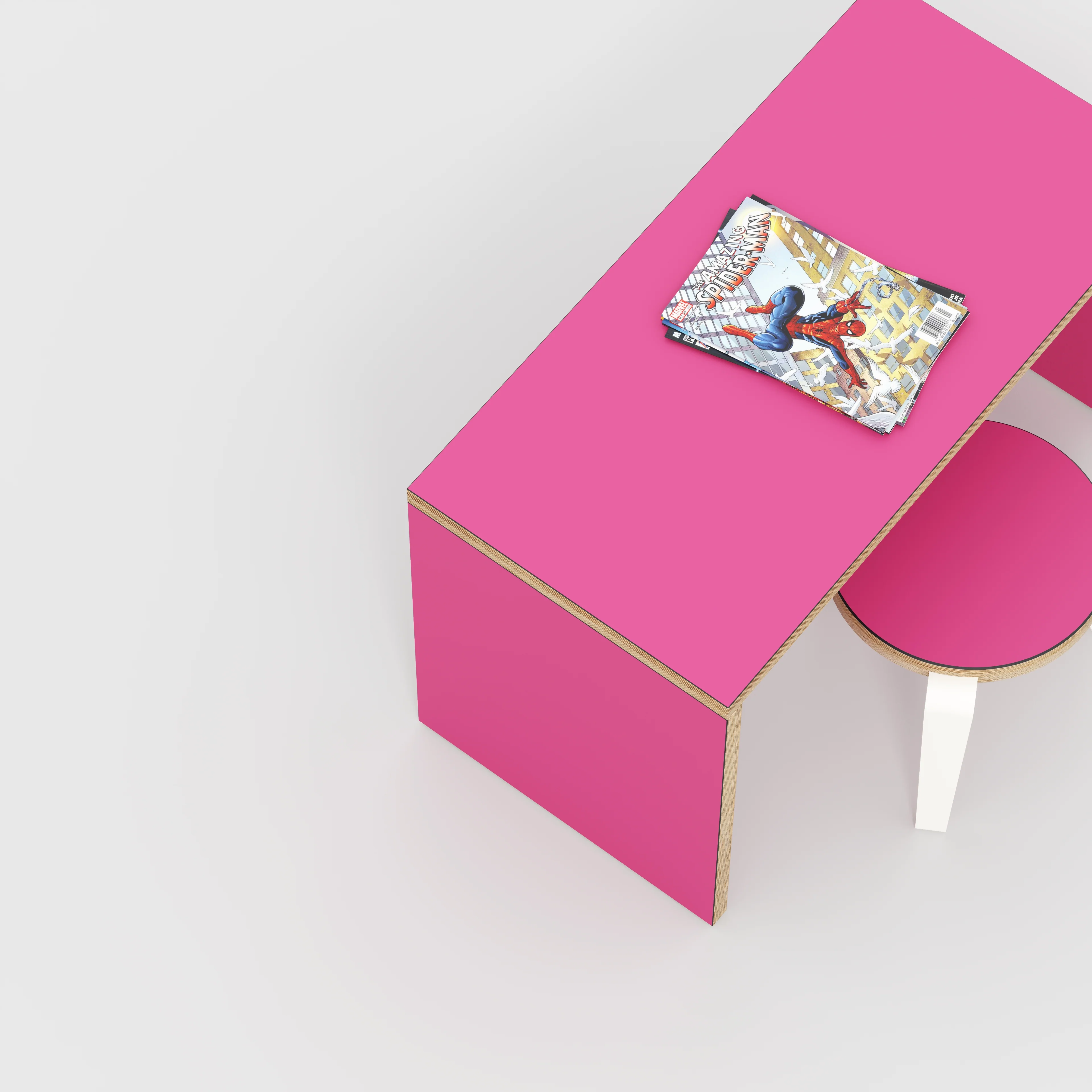 Plywood Kids Desk with Solid Sides - Formica Juicy Pink - 800(w) x 400(d) x 500(h) - Image 3