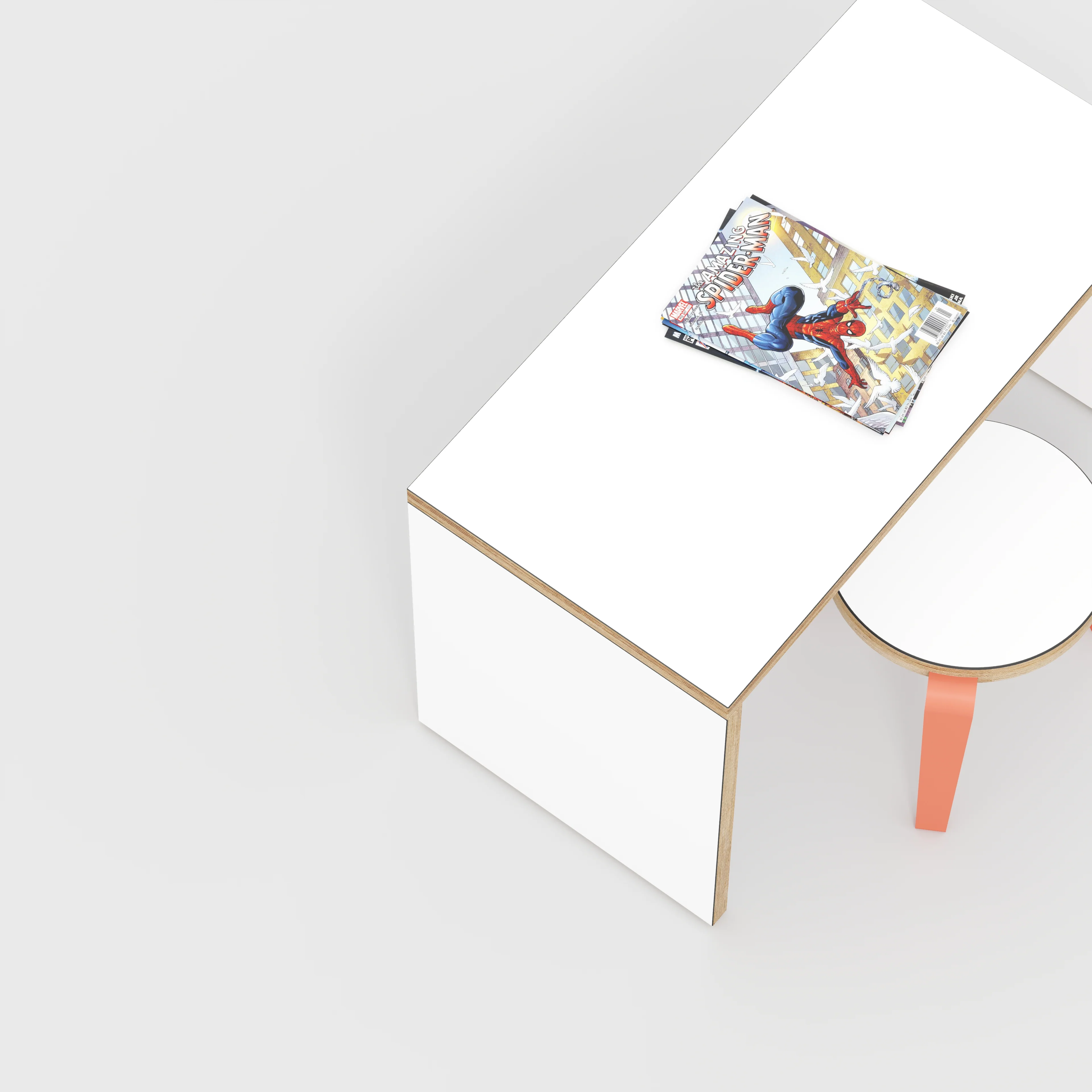 Plywood Kids Desk with Solid Sides - Formica White - 800(w) x 400(d) x 500(h) - Image 3