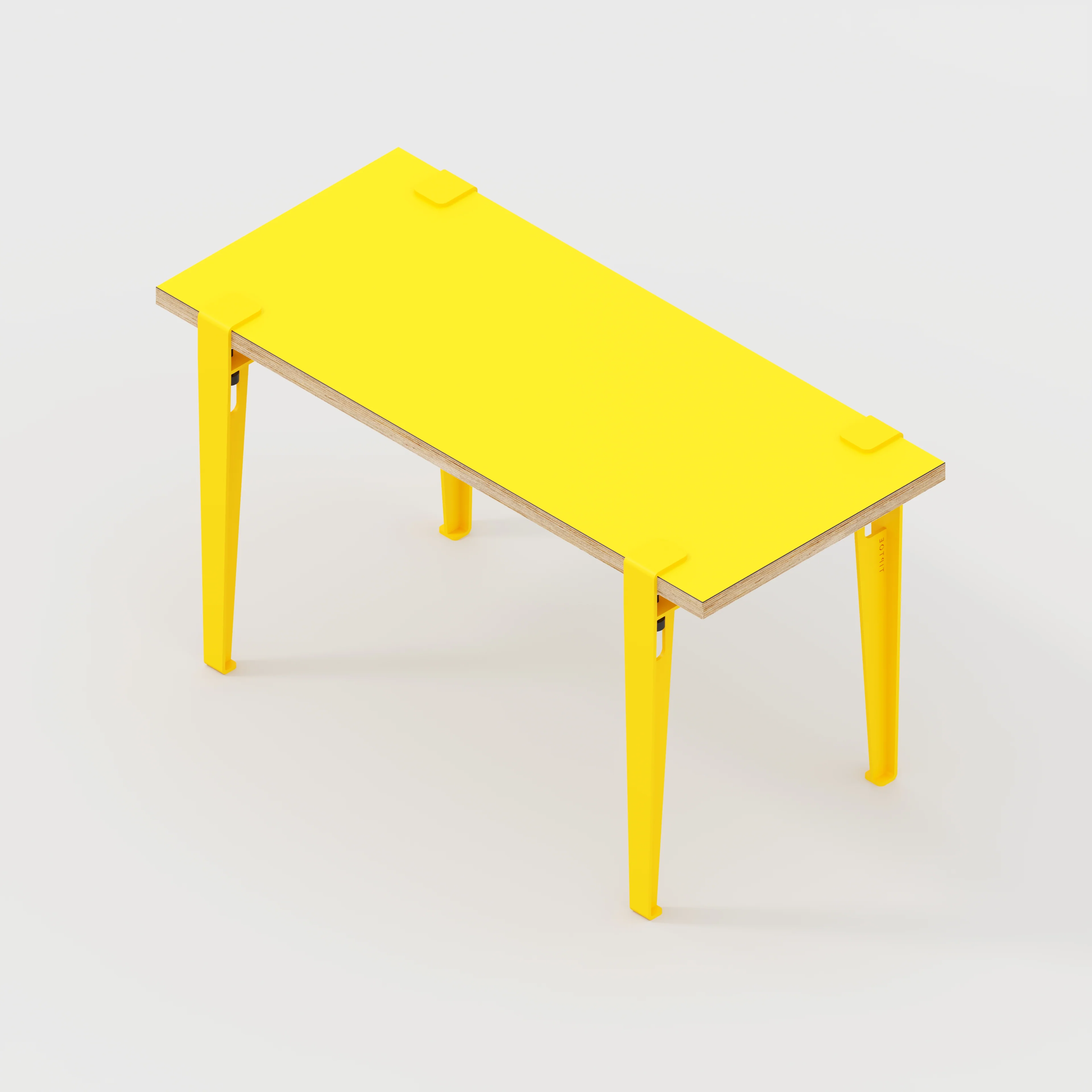 Plywood Kids Desk with Sun Yellow Tiptoe Legs - Formica Chrome Yellow - 800(w) x 400(d) x 500(h) - Image 5