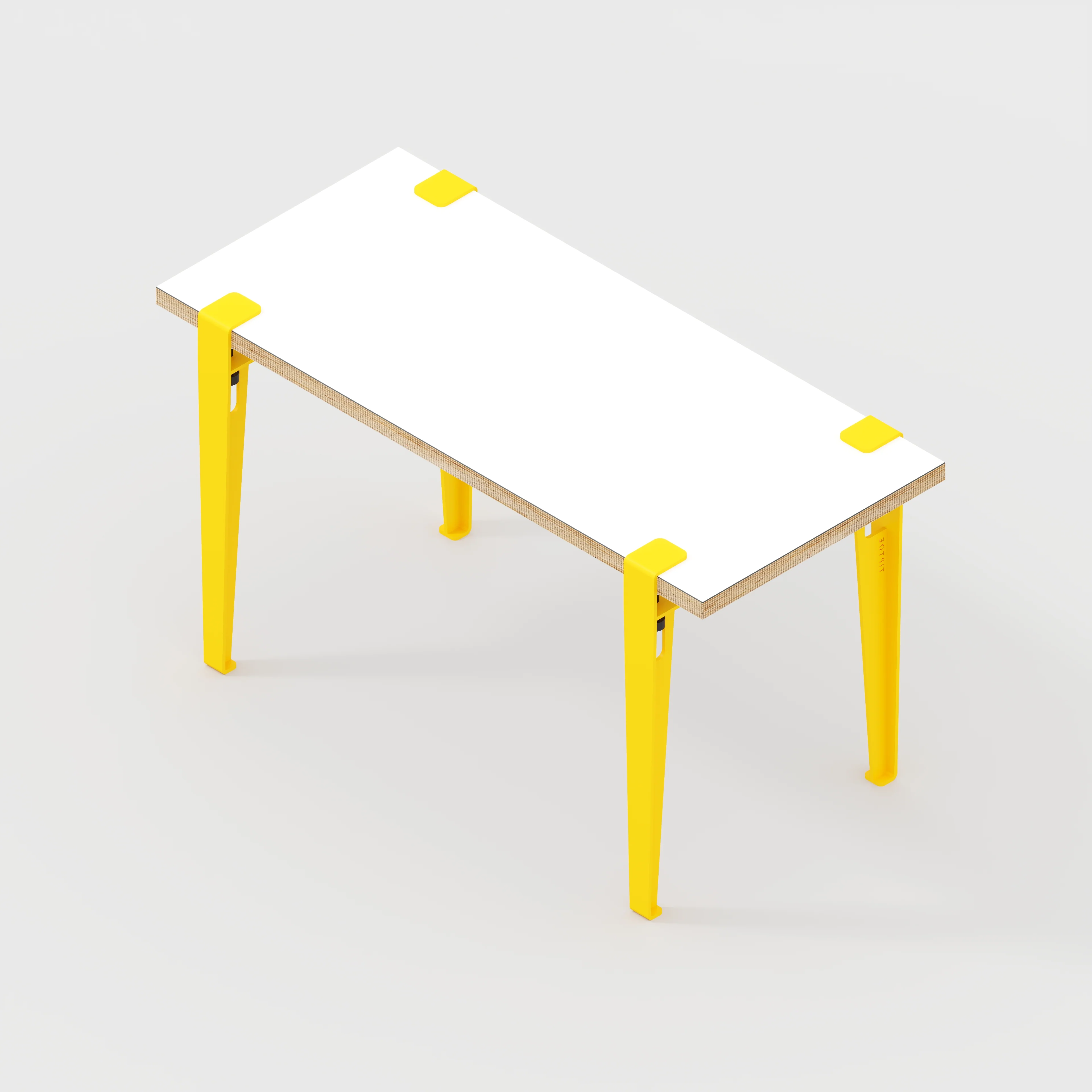 Plywood Kids Desk with Sun Yellow Tiptoe Legs - Formica White - 800(w) x 400(d) x 500(h) - Image 5
