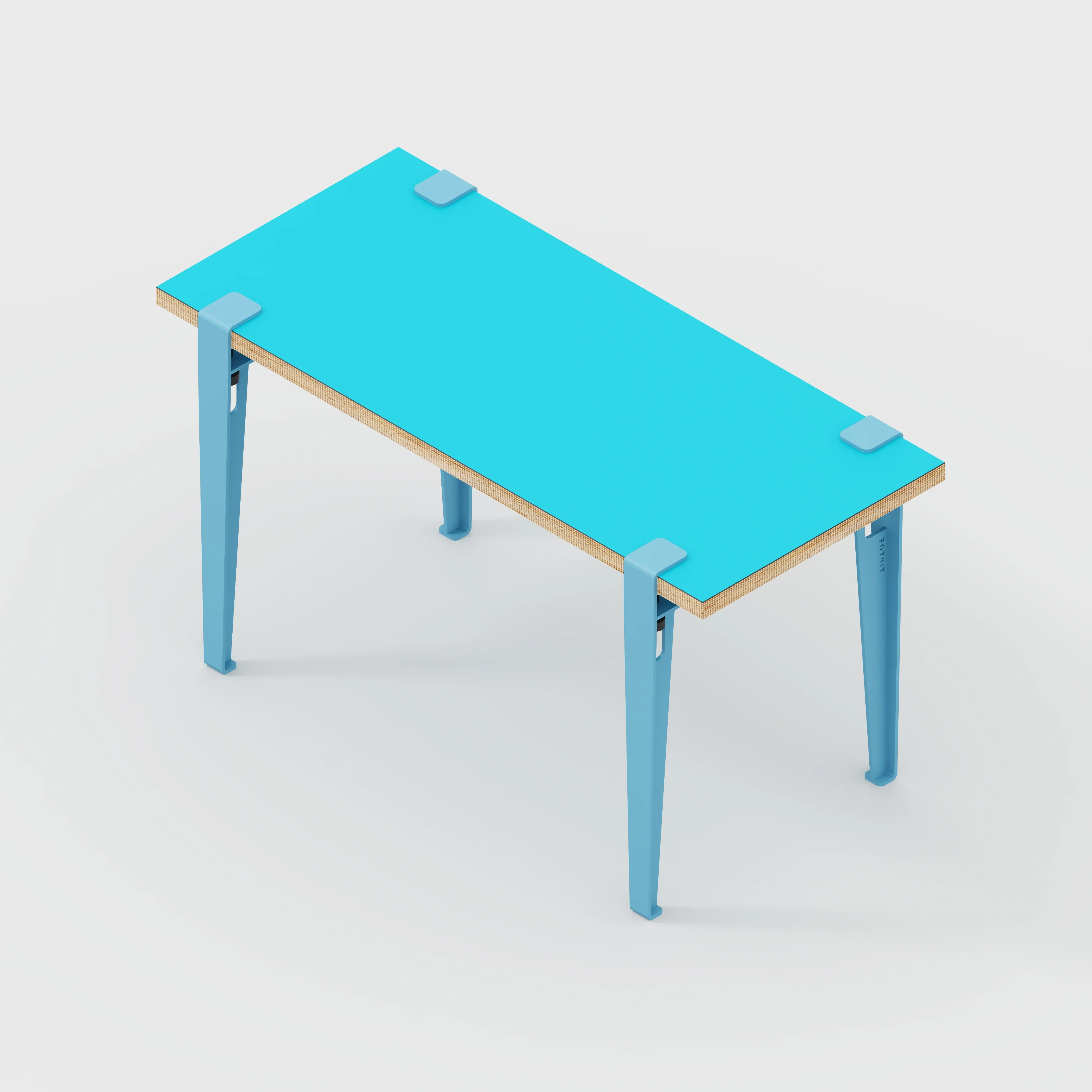 Plywood Kids Desk with Whale Blue Tiptoe Legs - Formica Caribbean Blue - 800(w) x 400(d) x 500(h) - Image 5