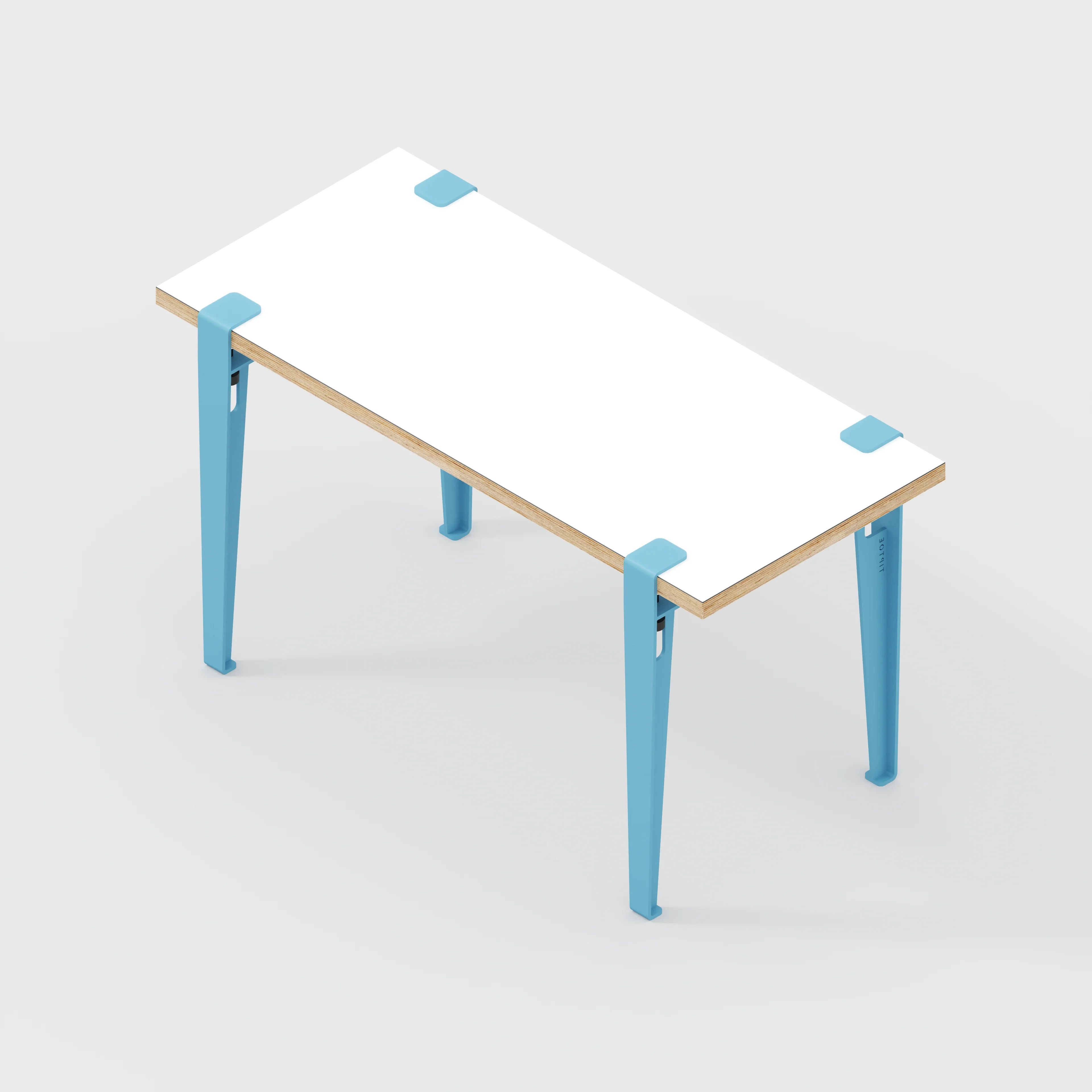 Plywood Kids Desk with Whale Blue Tiptoe Legs - Formica White - 800(w) x 400(d) x 500(h) - Image 5