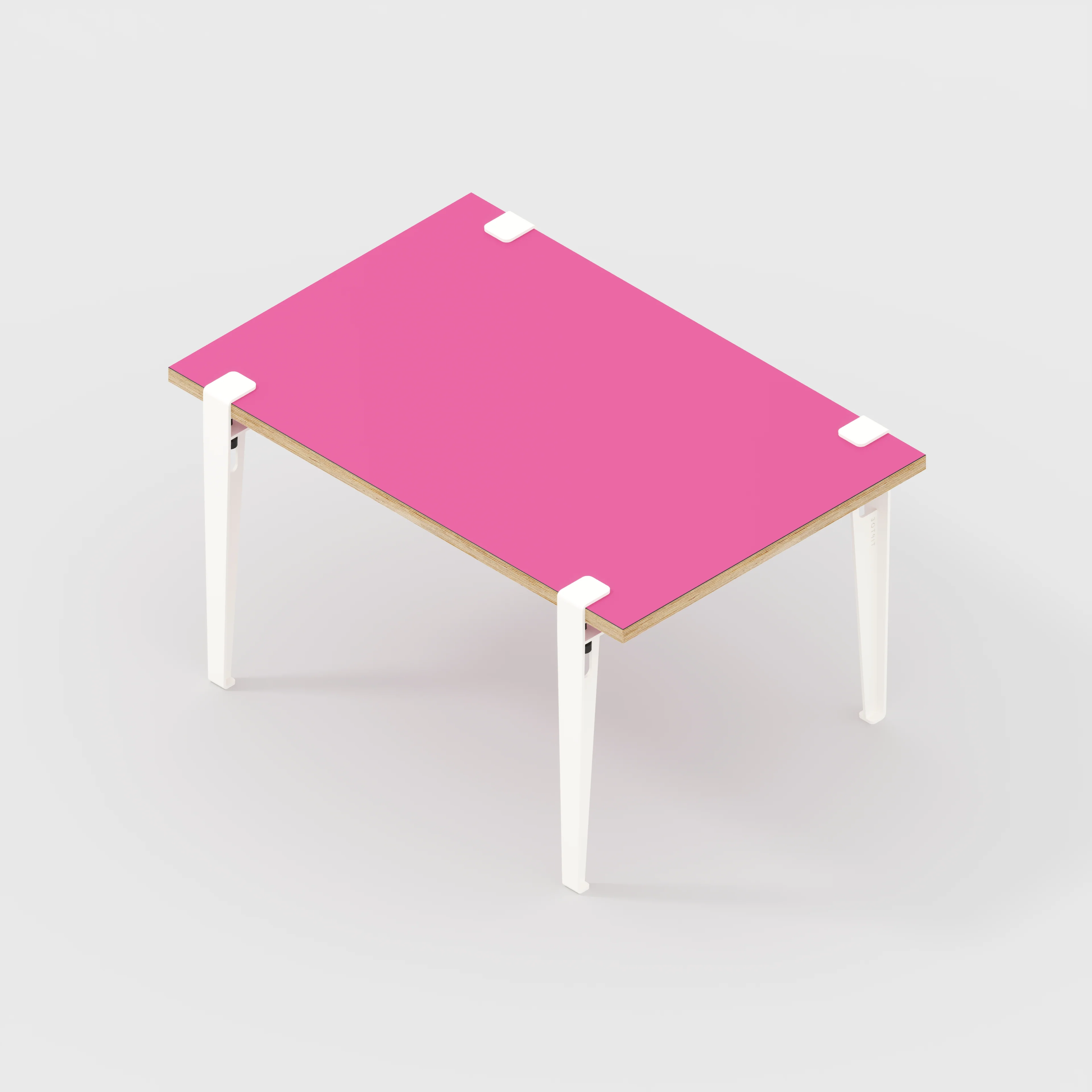 Plywood Kids Table with Cloud White Tiptoe Legs - Formica Juicy Pink - 800(w) x 600(d) x 500(h) - Image 5