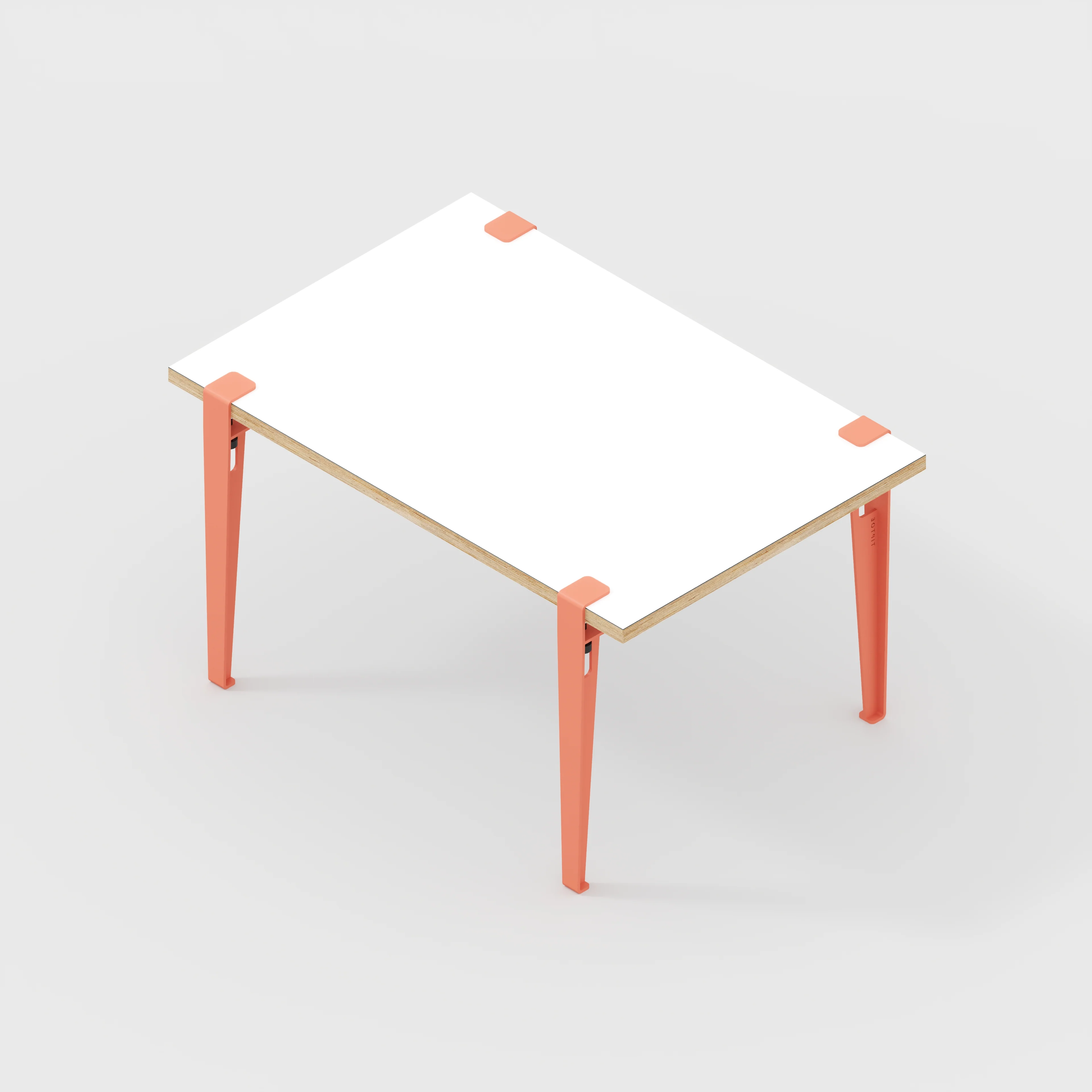 Plywood Kids Table with Flamingo Pink Tiptoe Legs - Formica White - 800(w) x 600(d) x 500(h) - Image 5