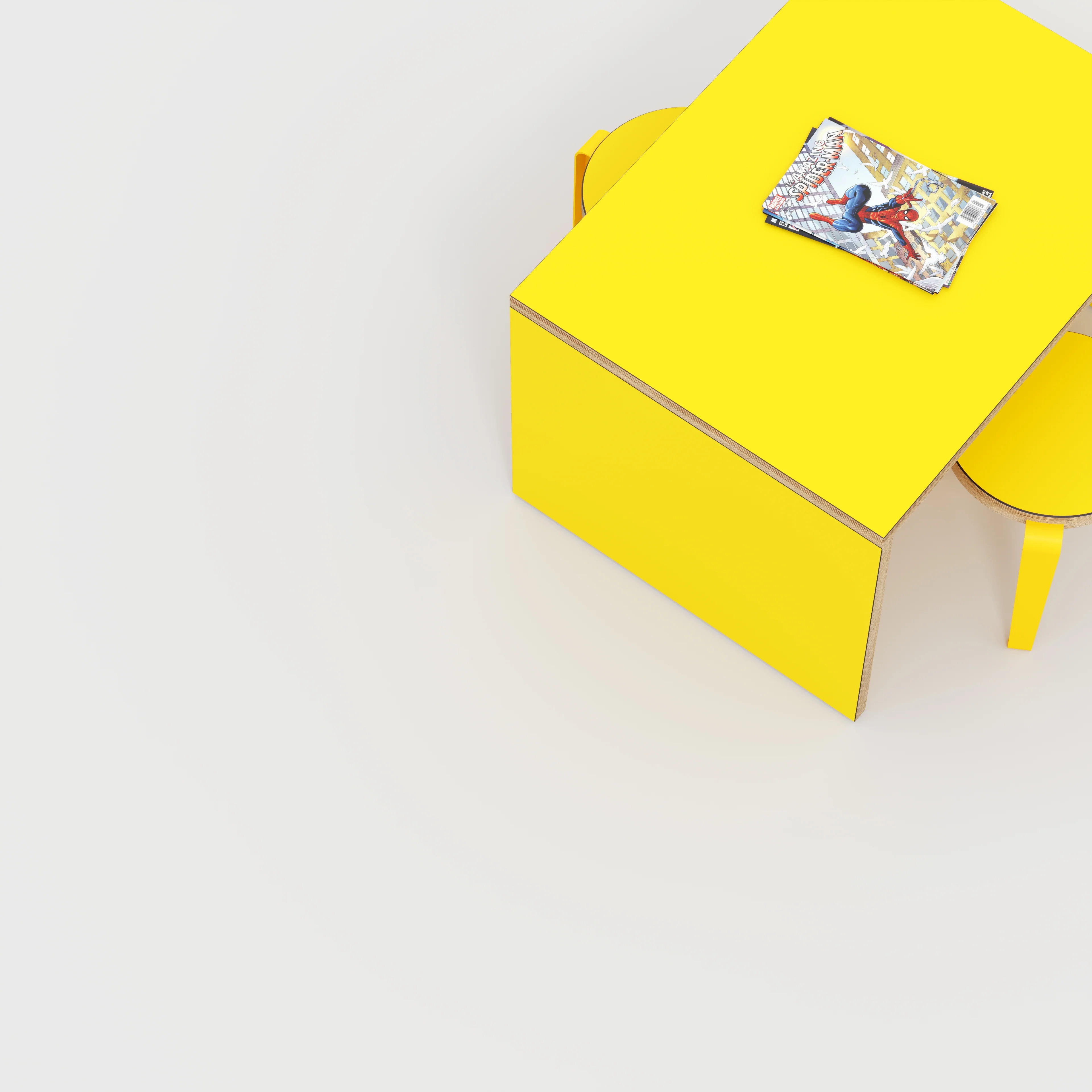 Plywood Kids Table with Solid Sides - Formica Chrome Yellow - 800(w) x 600(d) x 500(h) - Image 3
