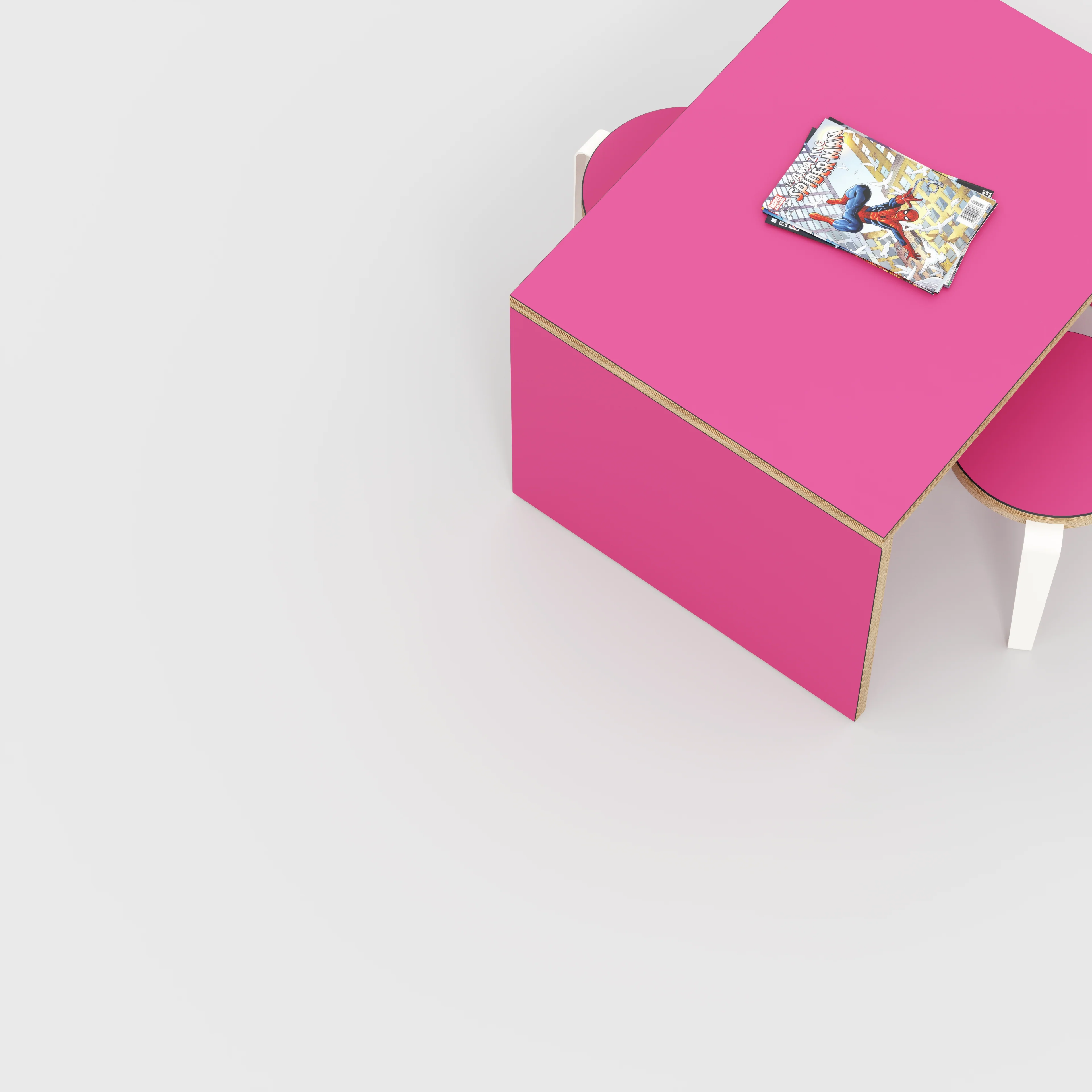 Plywood Kids Table with Solid Sides - Formica Juicy Pink - 800(w) x 600(d) x 500(h) - Image 3