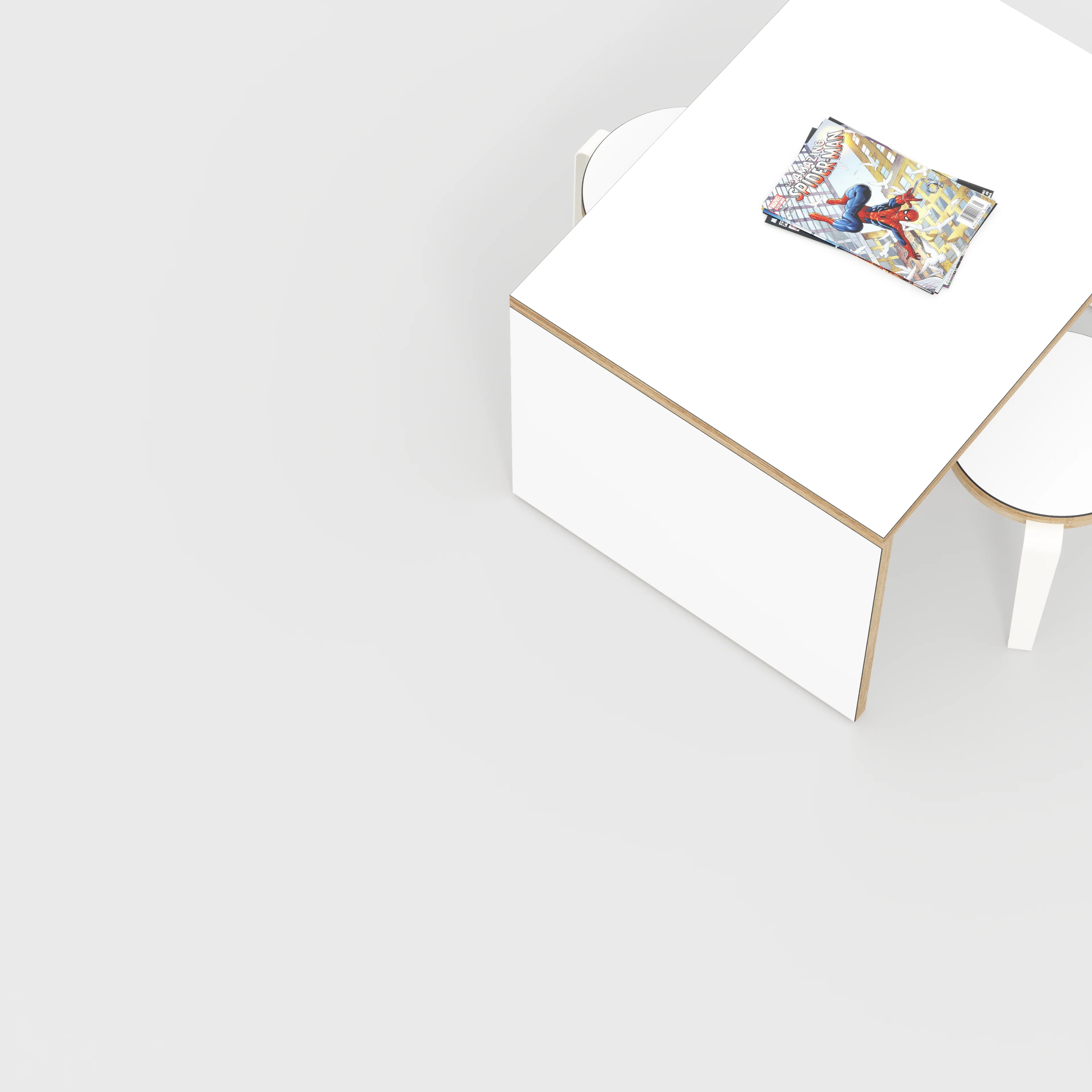 Plywood Kids Table with Solid Sides - Formica White - 800(w) x 600(d) x 500(h) - Image 3