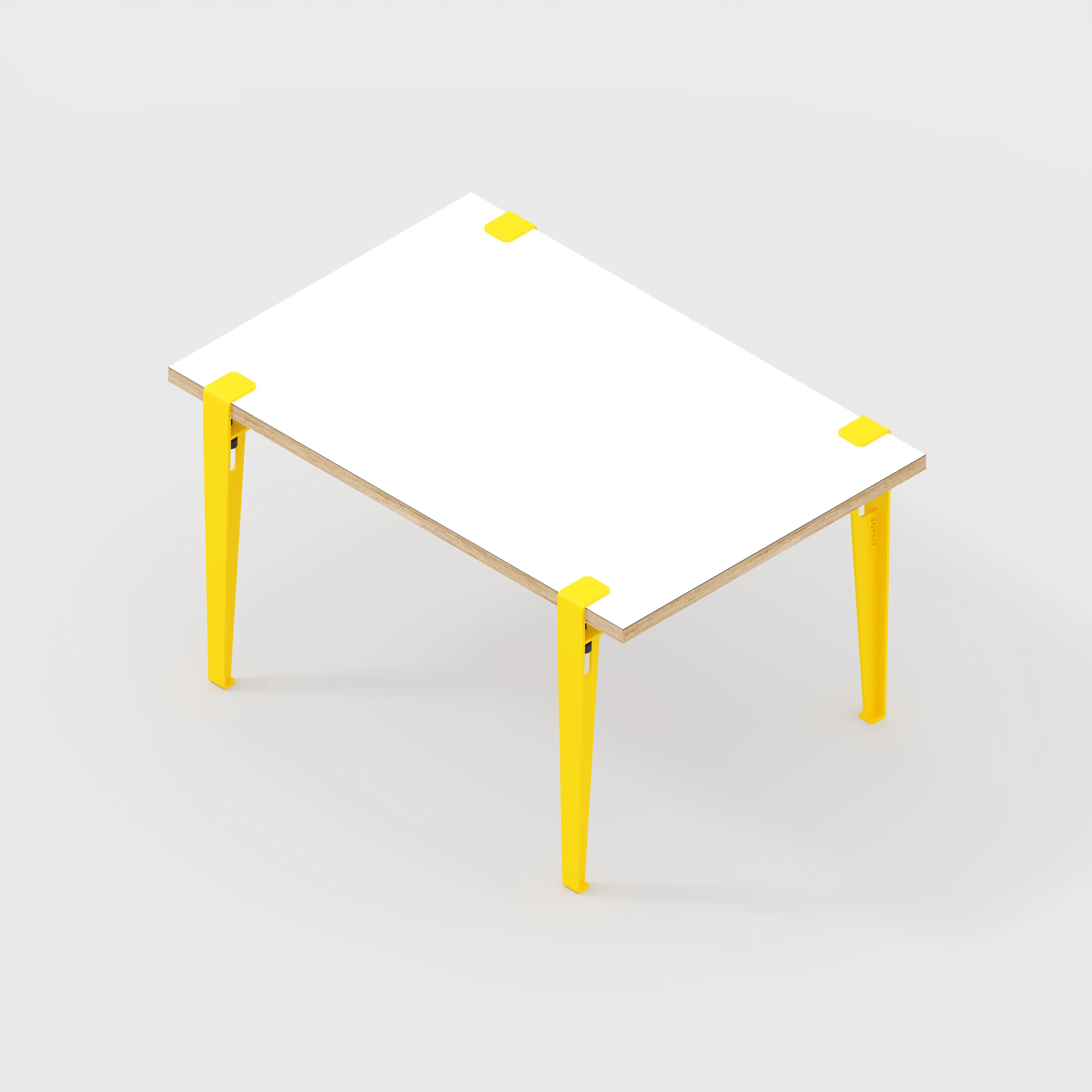 Plywood Kids Table with Sun Yellow Tiptoe Legs - Formica White - 800(w) x 600(d) x 500(h) - Image 5