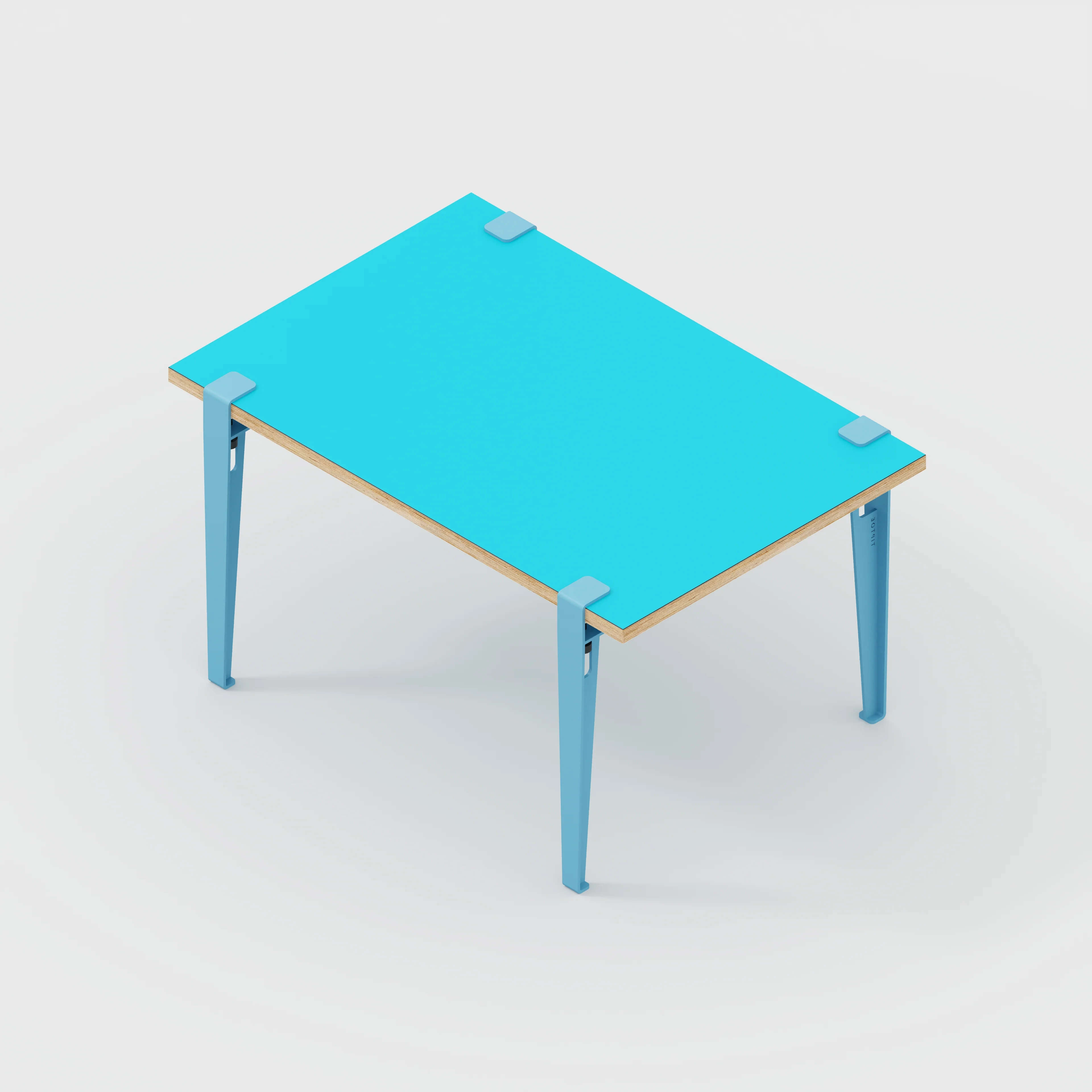Plywood Kids Table with Whale Blue Tiptoe Legs - Formica Caribbean Blue - 800(w) x 600(d) x 500(h) - Image 5