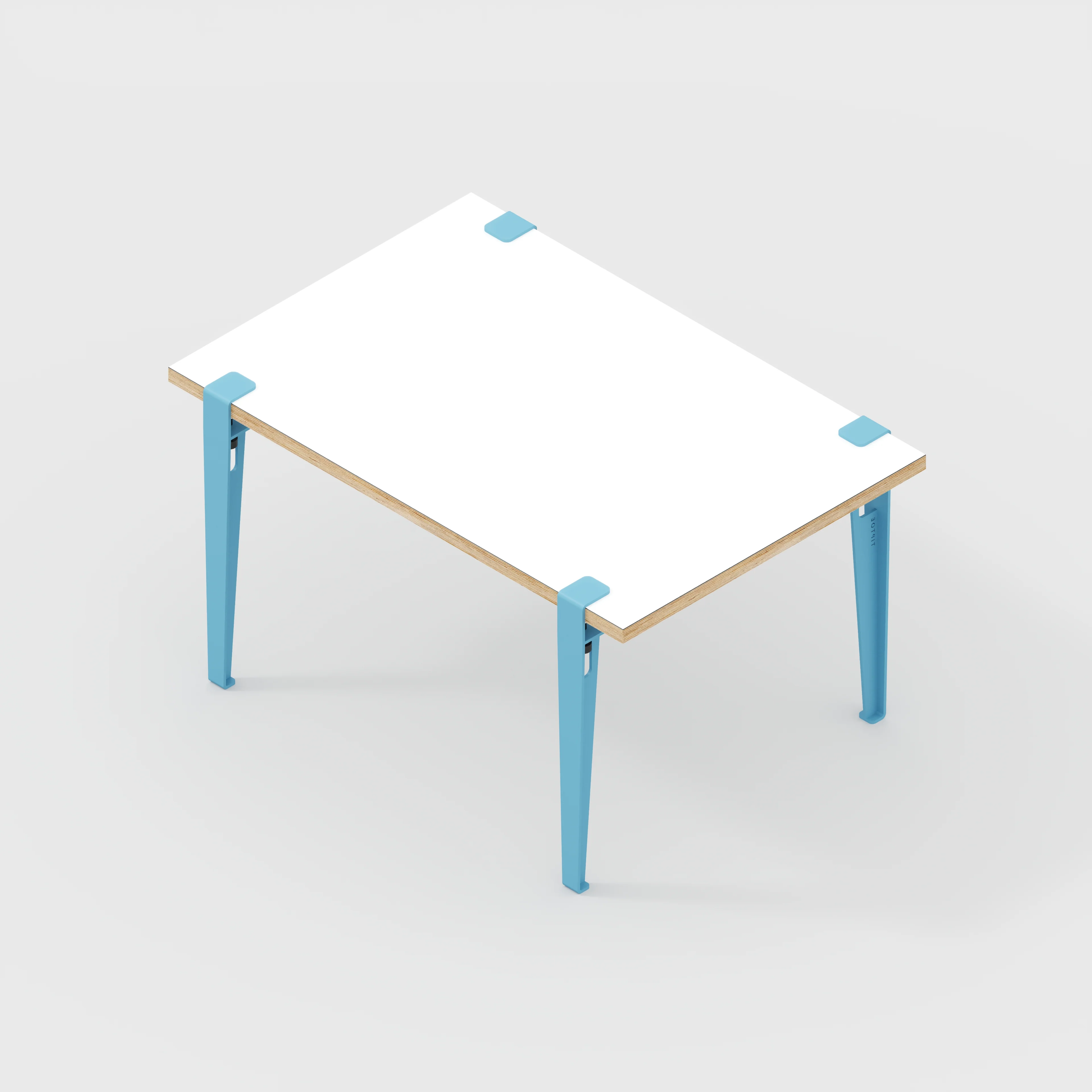 Plywood Kids Table with Whale Blue Tiptoe Legs - Formica White - 800(w) x 600(d) x 500(h) - Image 5