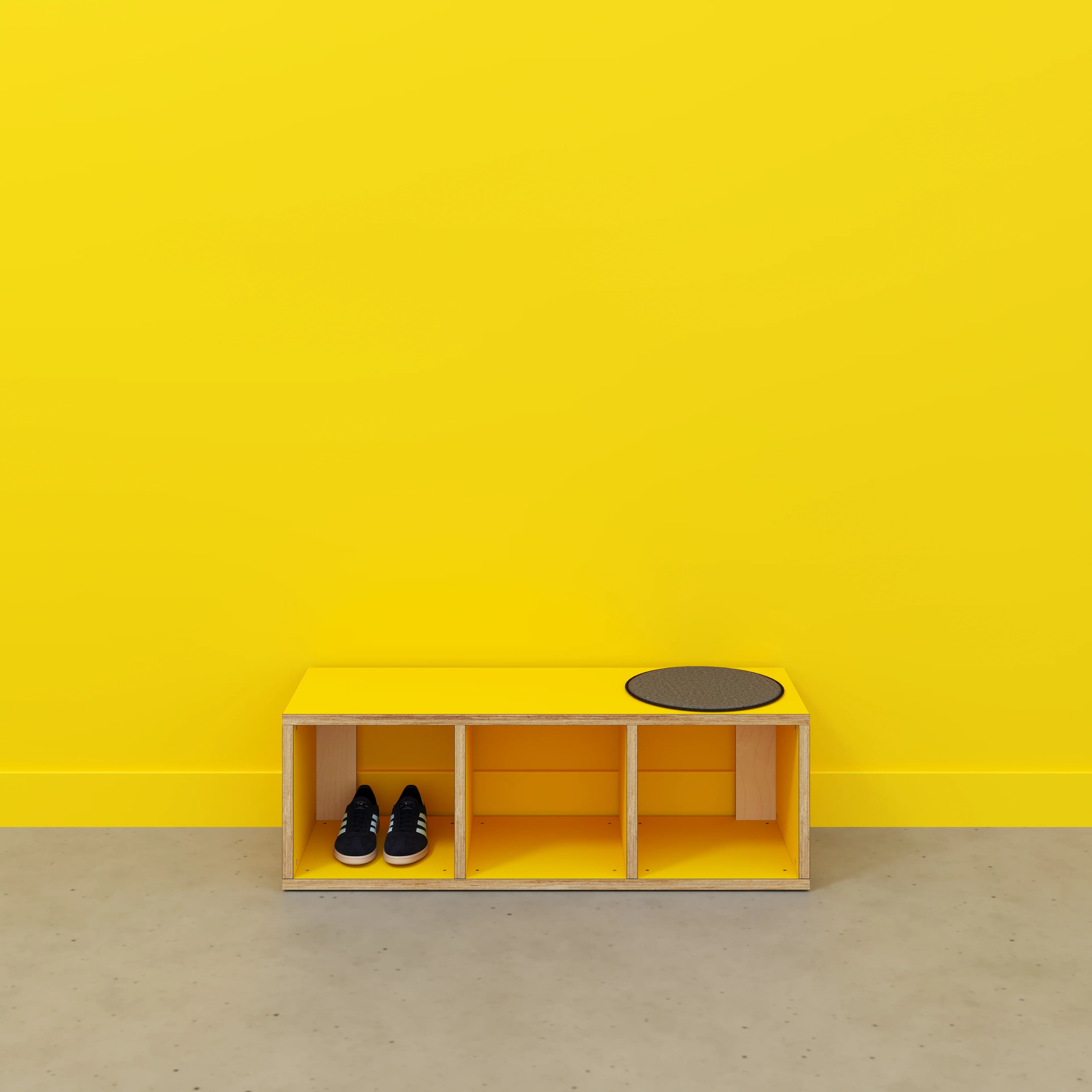 Plywood Open Shelves - Formica Chrome Yellow - 1200(w) x 400(d) x 400(h) - Image 2