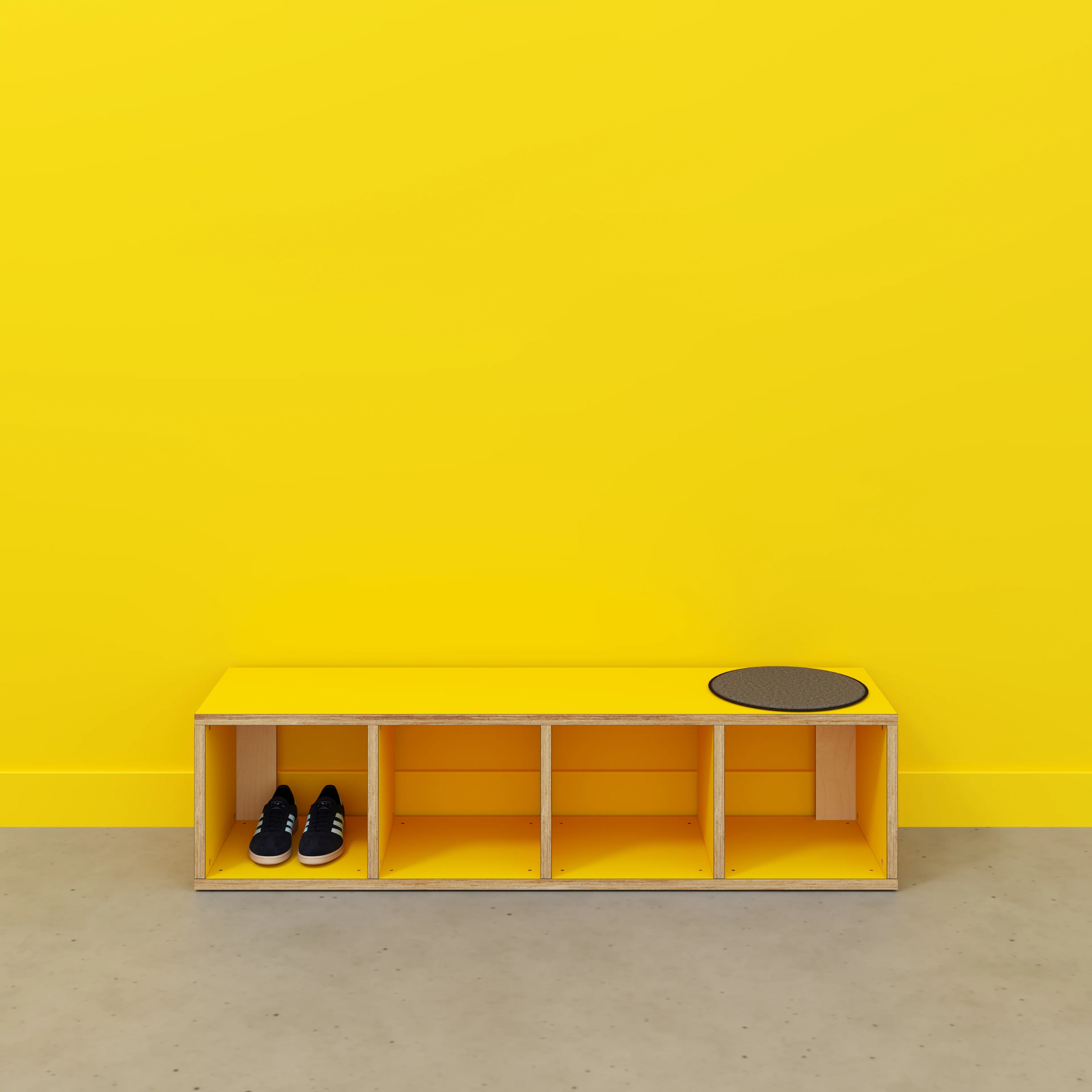 Plywood Open Shelves - Formica Chrome Yellow - 1600(w) x 400(d) x 400(h) - Image 2