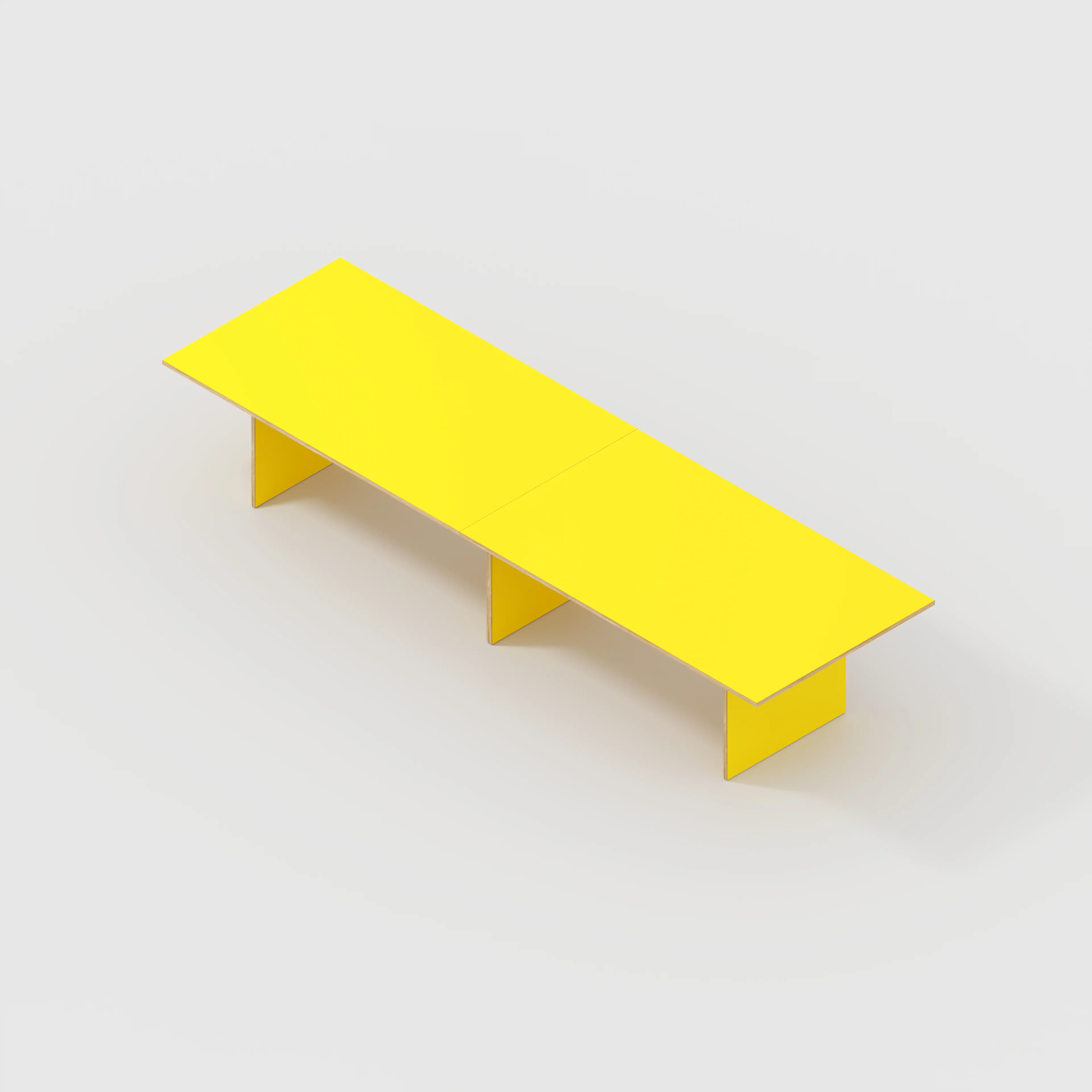 Plywood Platform Table - Formica Chrome Yellow - 4000(w) x 1000(d) x 750(h) - Image 5