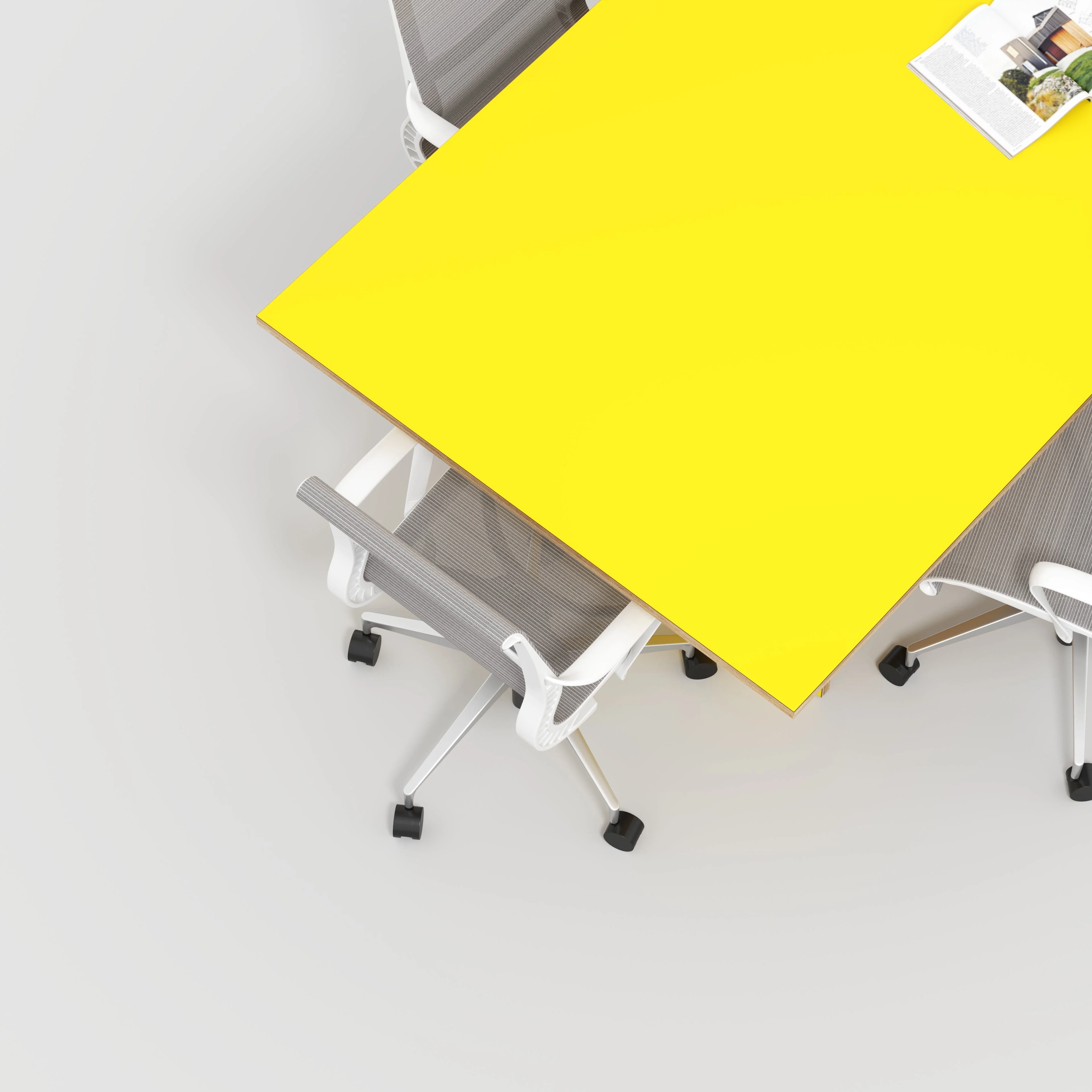 Plywood Platform Table - Formica Chrome Yellow - 5600(w) x 1000(d) x 750(h) - Image 3
