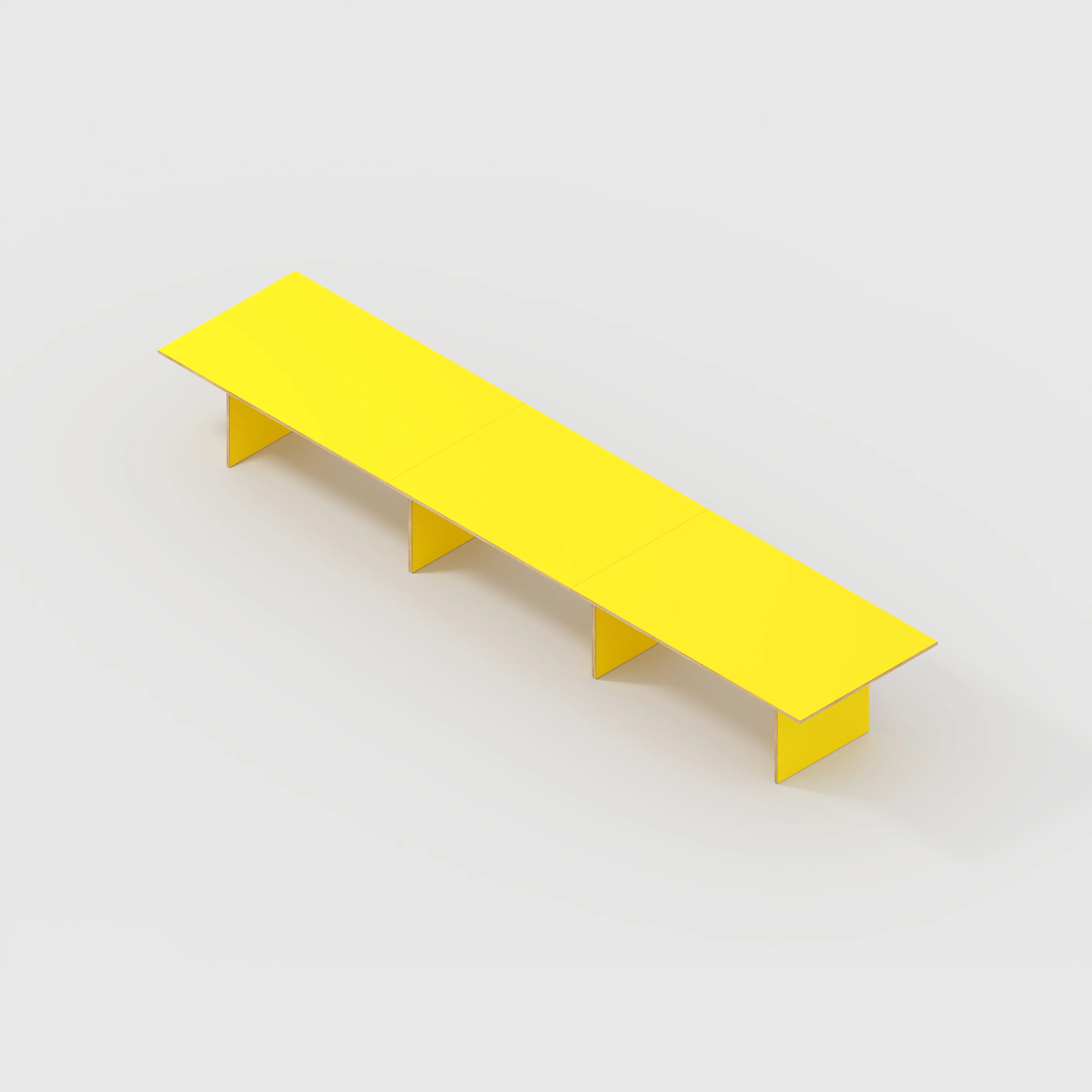 Plywood Platform Table - Formica Chrome Yellow - 5600(w) x 1000(d) x 750(h) - Image 5
