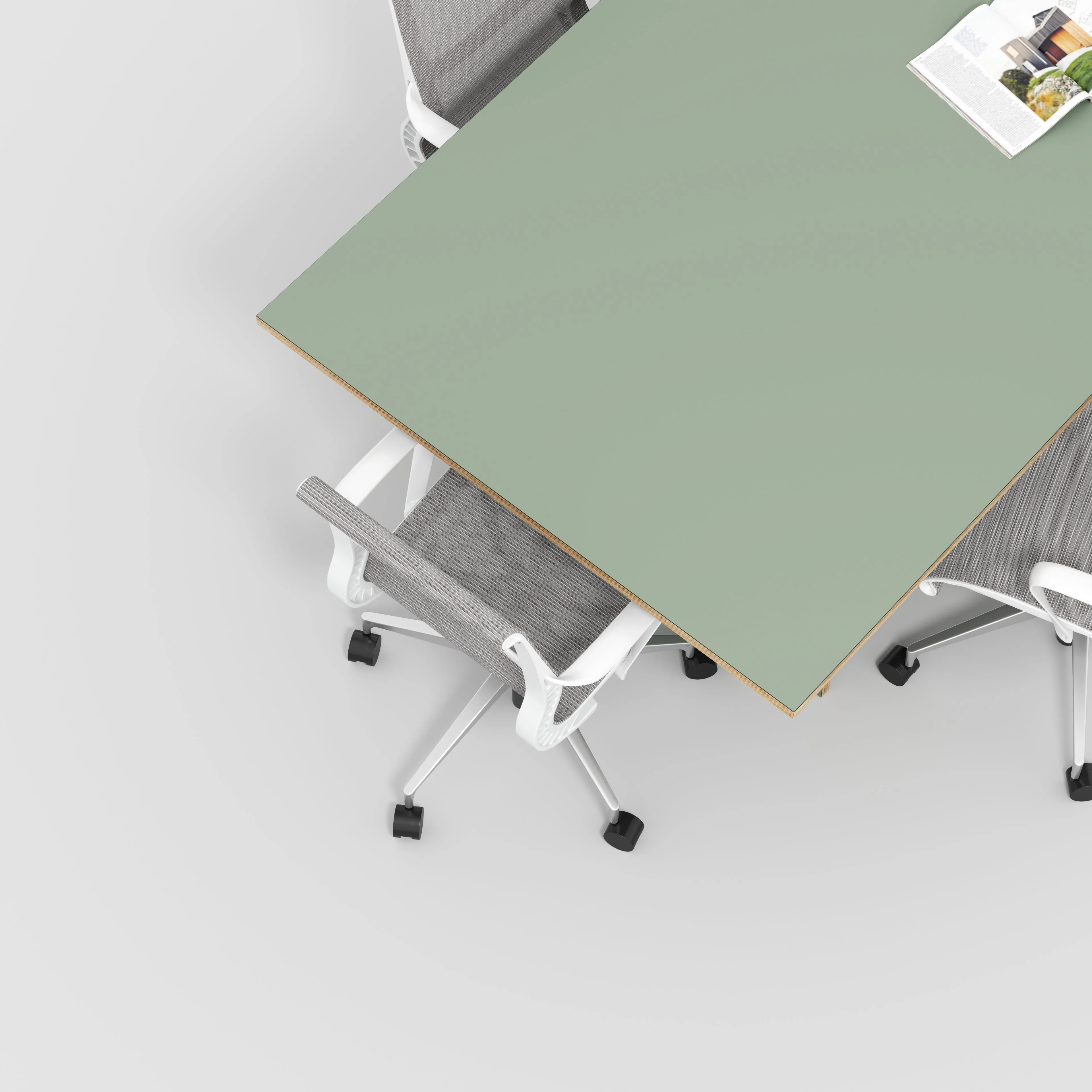 Plywood Platform Table - Formica Green Slate - 4000(w) x 1000(d) x 750(h) - Image 3