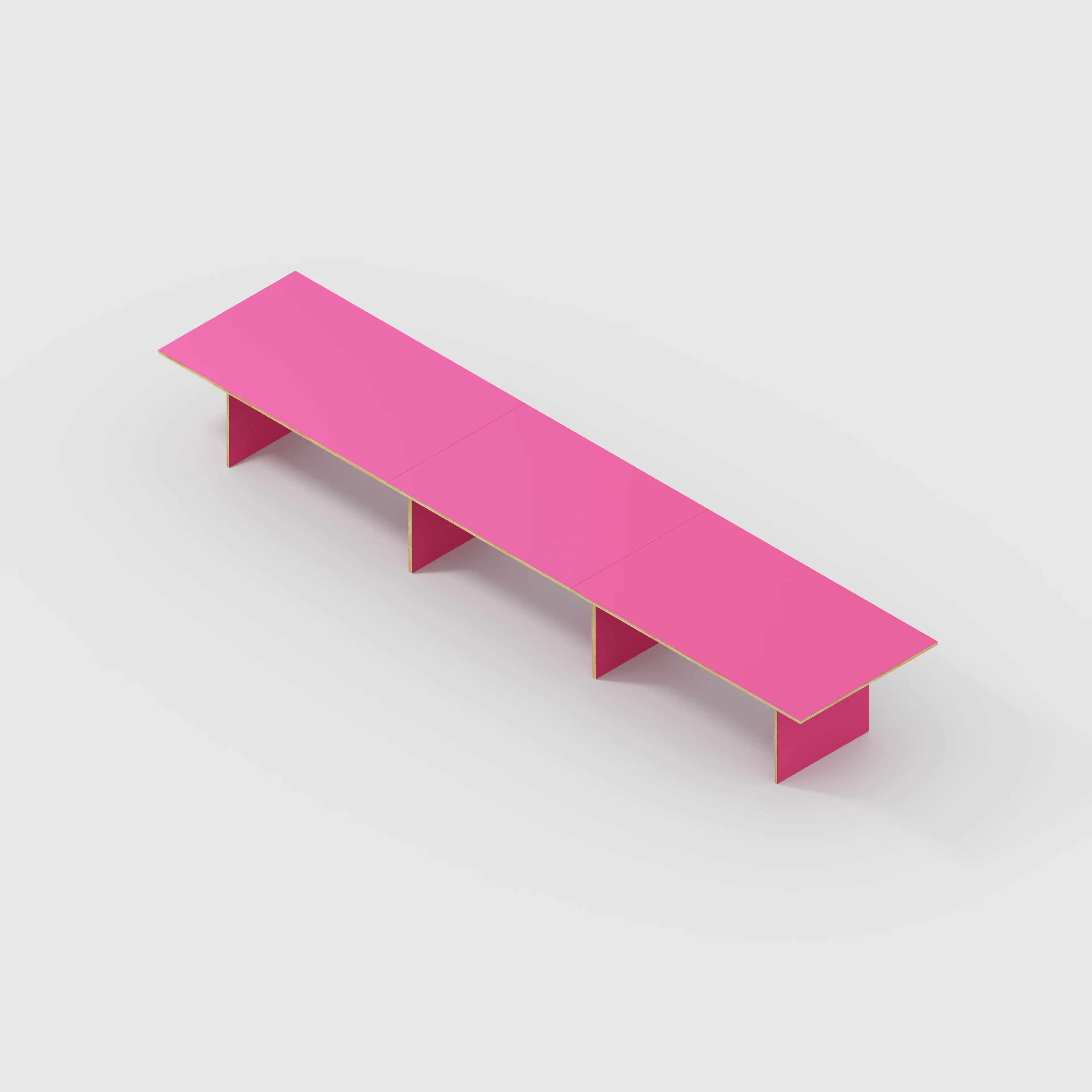 Plywood Platform Table - Formica Juicy Pink - 5600(w) x 1000(d) x 750(h) - Image 5