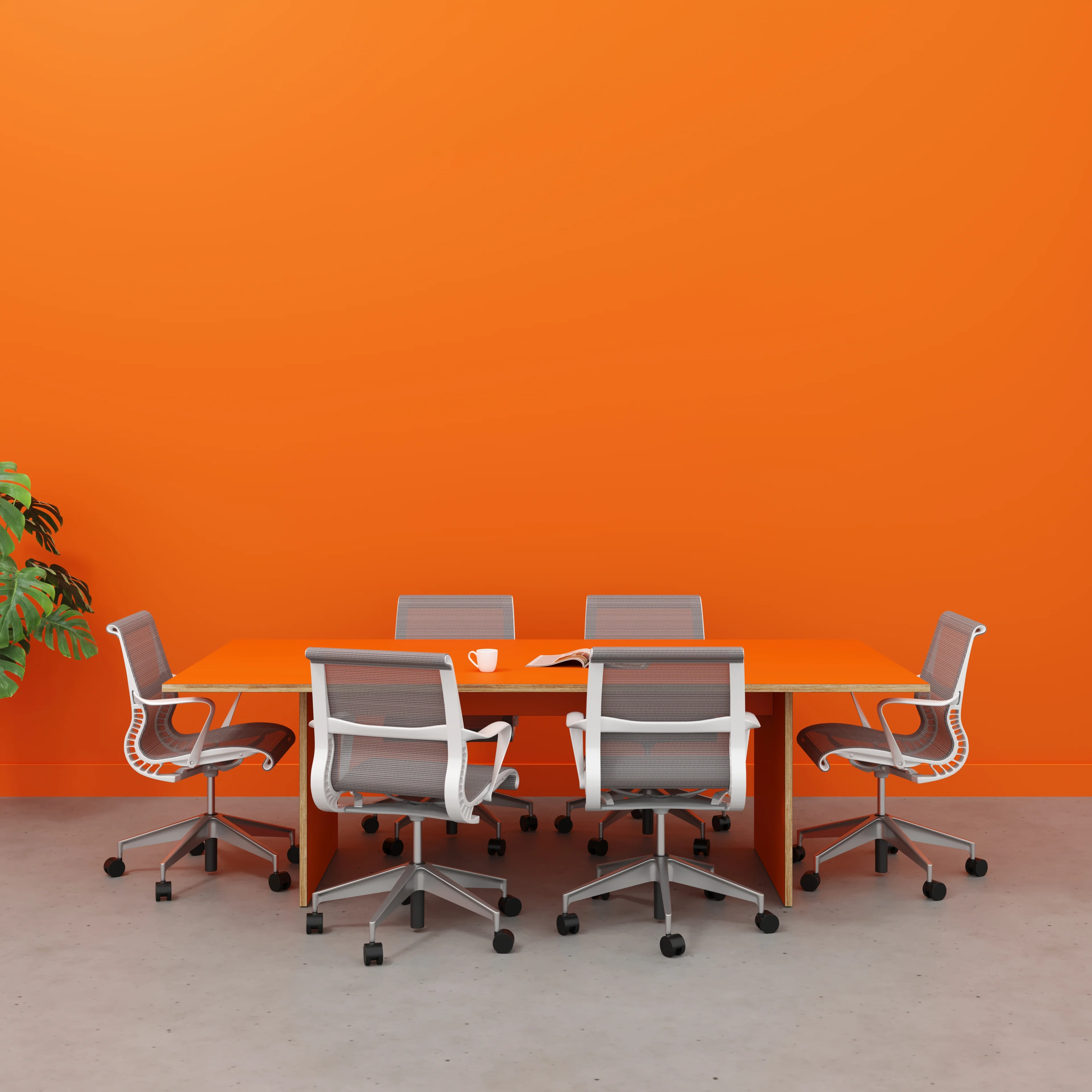 Plywood Platform Table - Formica Levante Orange - 2400(w) x 1200(d) x 750(h) - Image 2
