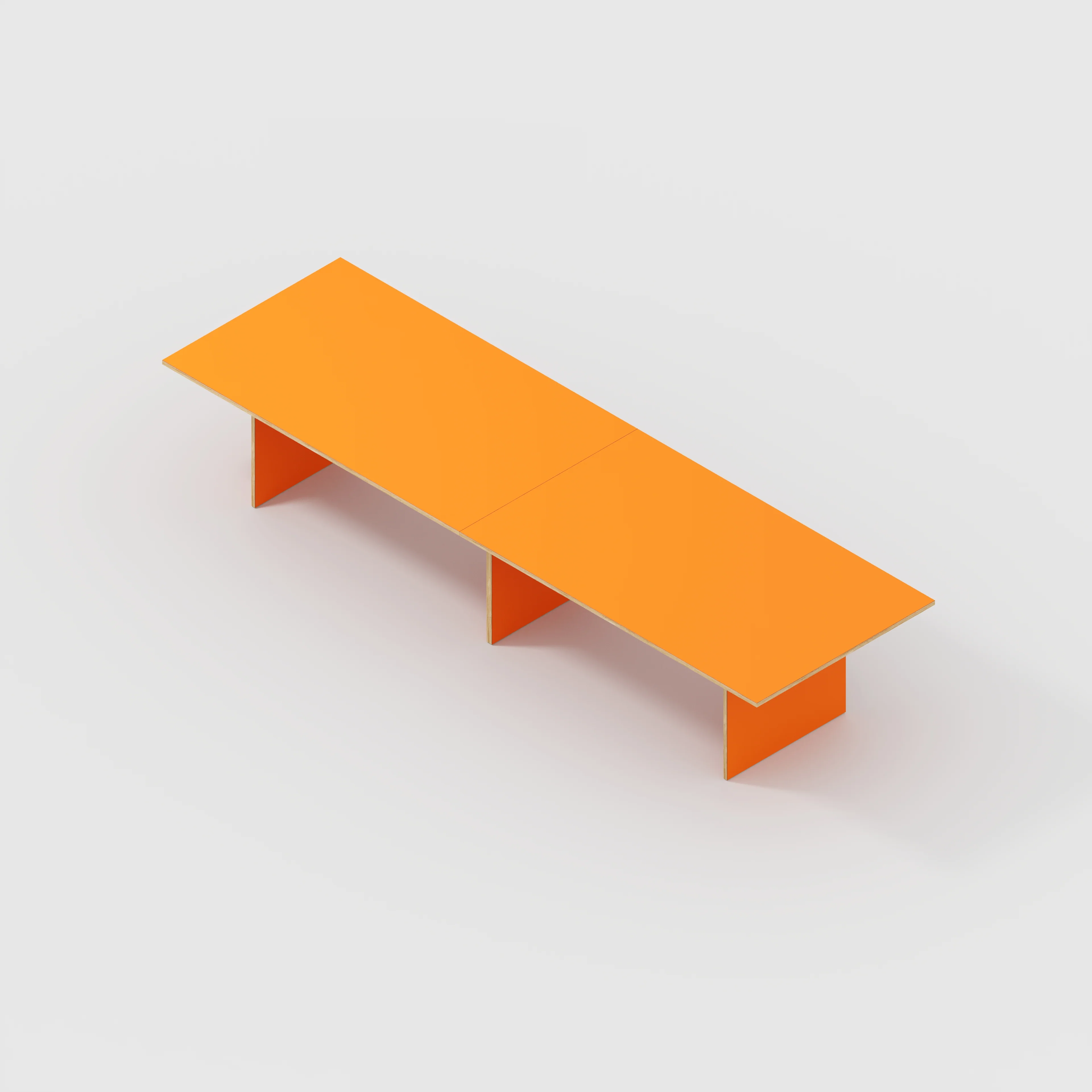 Plywood Platform Table - Formica Levante Orange - 4000(w) x 1000(d) x 750(h) - Image 5