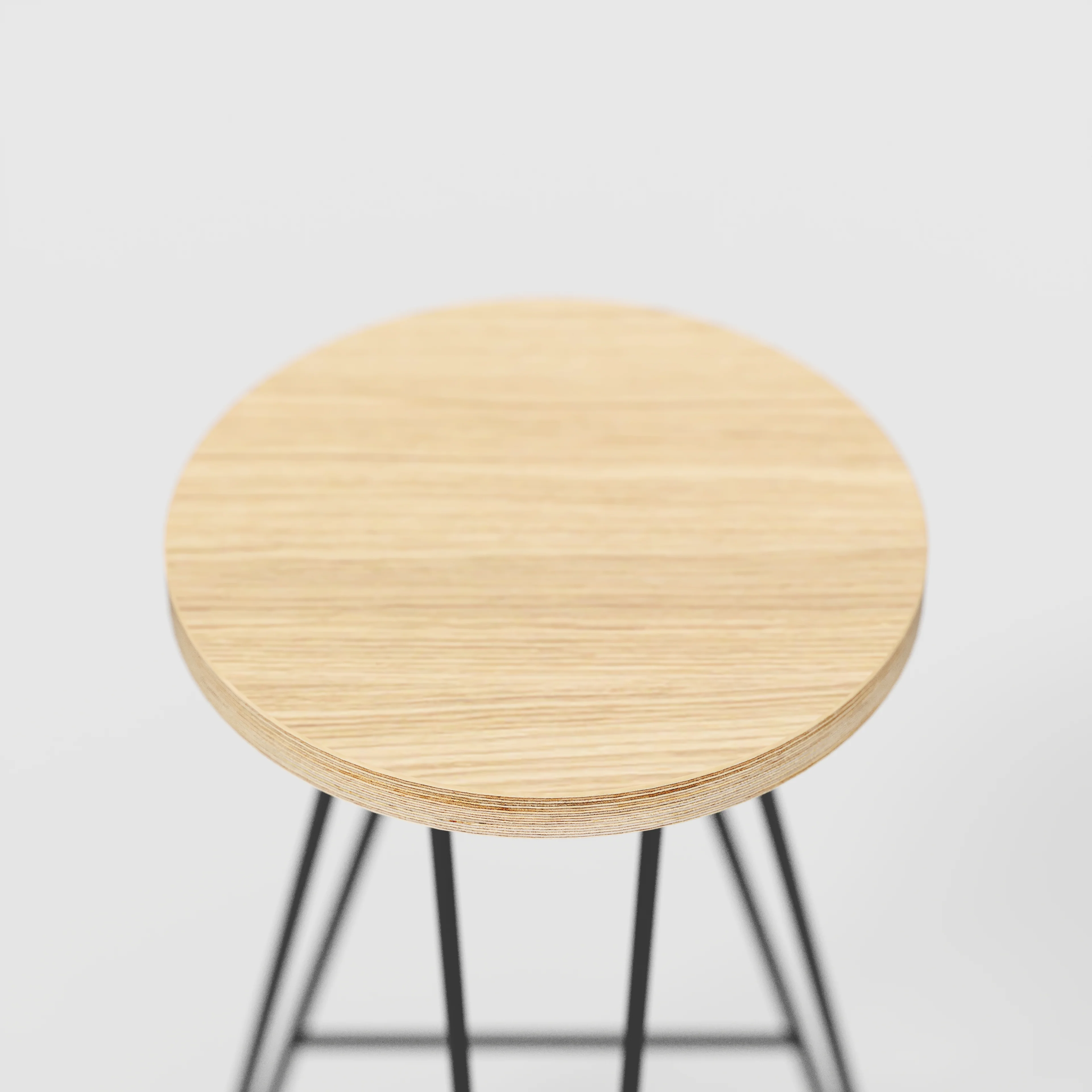 Plywood Bar Stool with Black Hairpin Base - Plywood Oak - Image 4