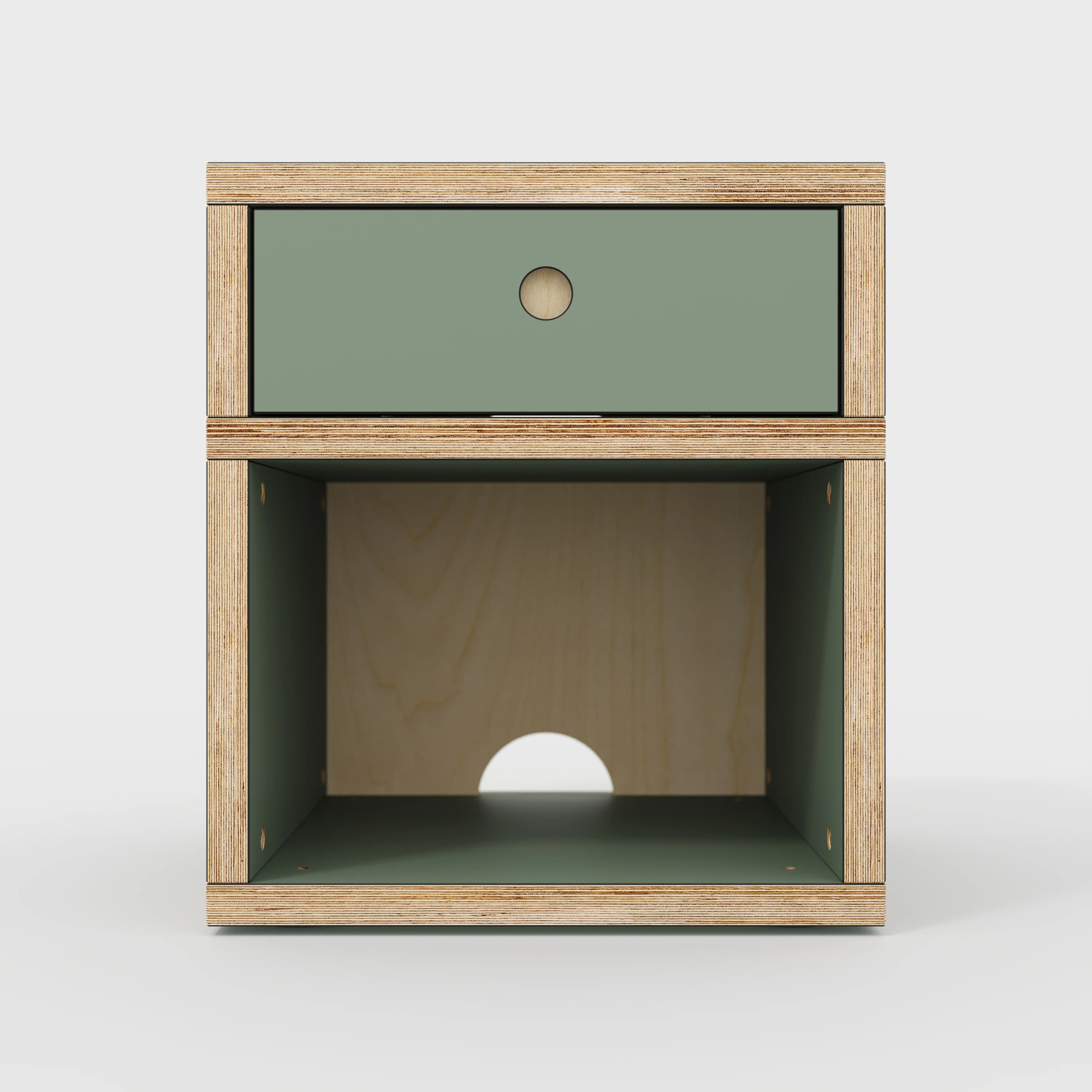 Plywood Bedside Table - Type 1 - with Drawer - Formica Green Slate - 400(w) x 400(d) x 450(h) - Image 3