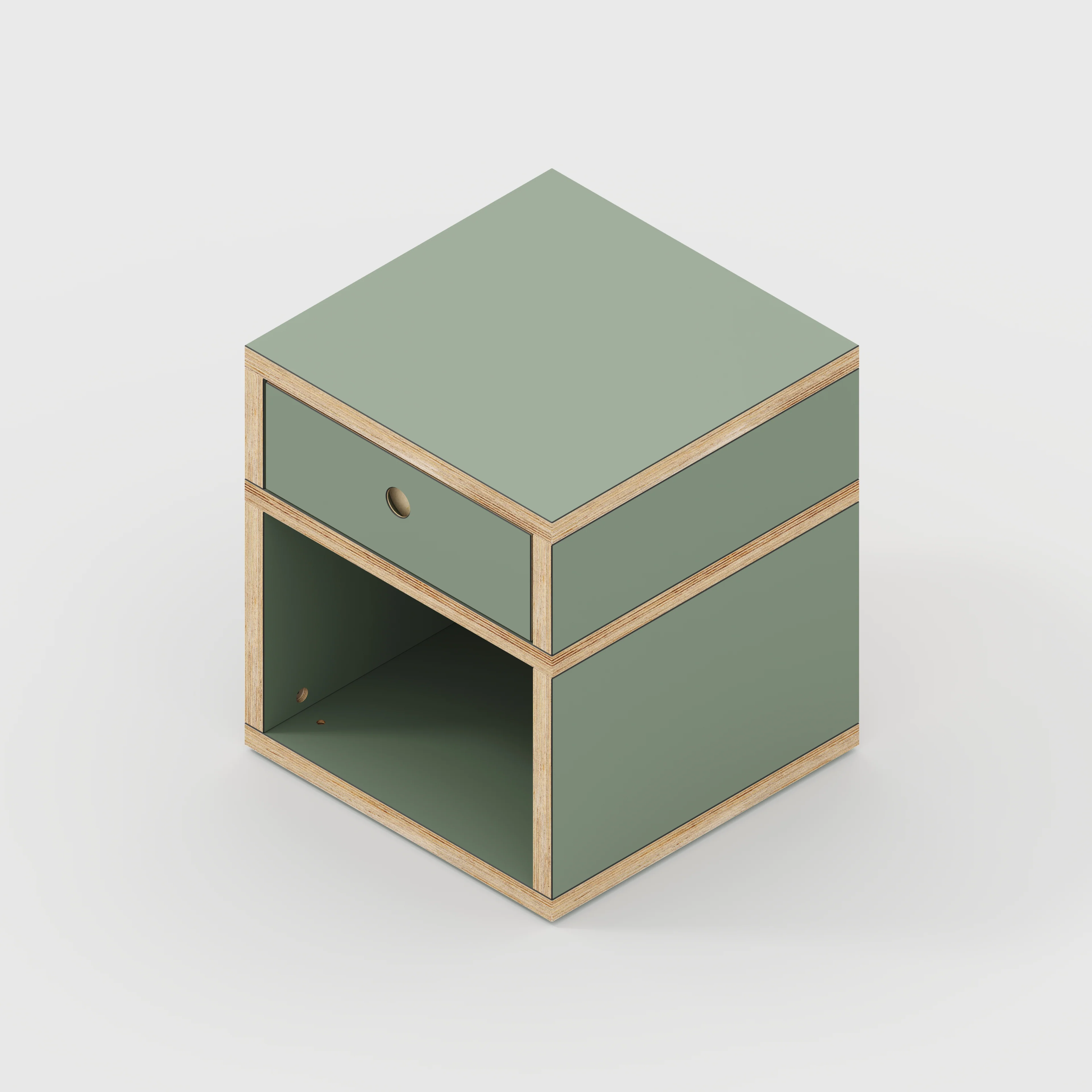 Plywood Bedside Table - Type 1 - with Drawer - Formica Green Slate - 400(w) x 400(d) x 450(h) - Image 4