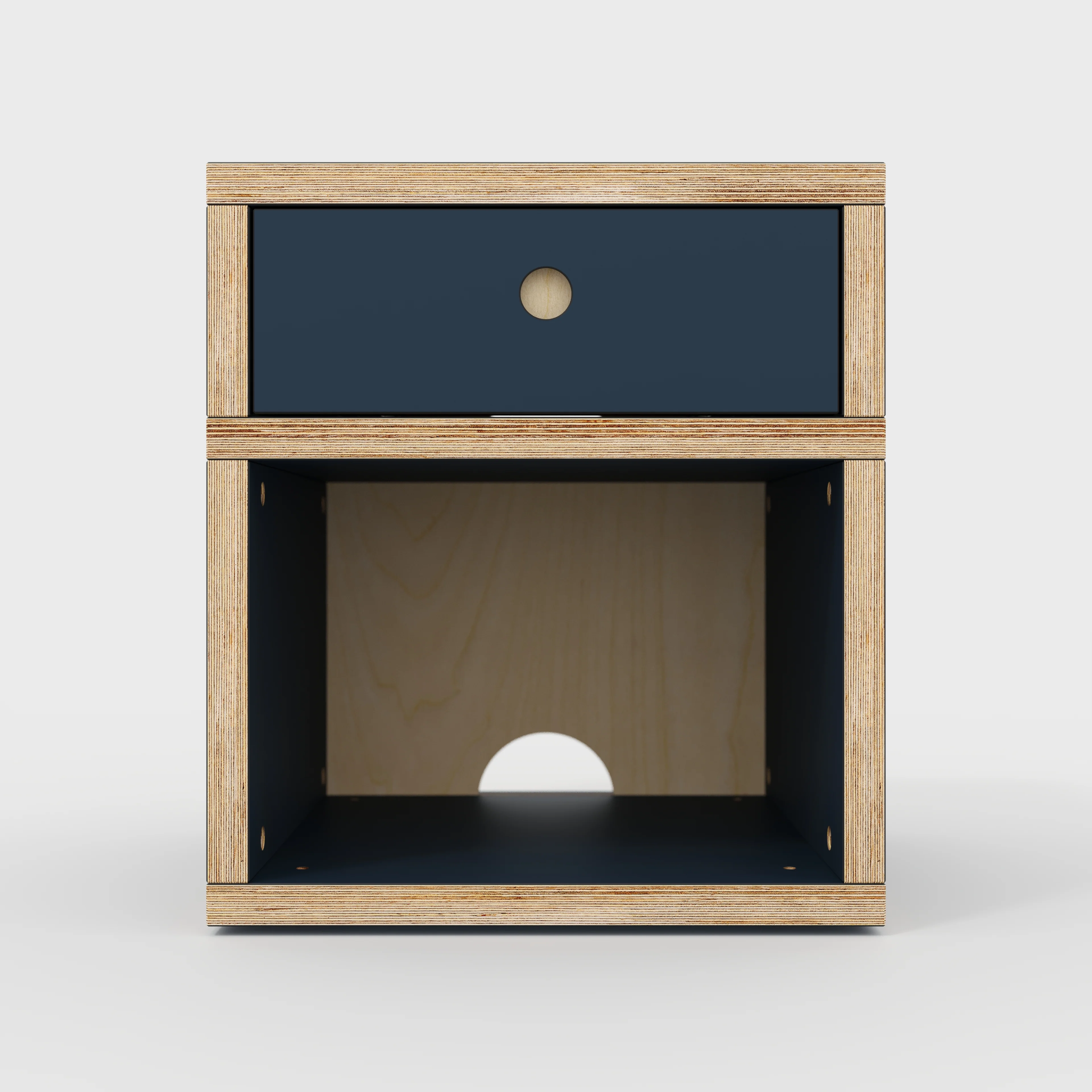 Plywood Bedside Table - Type 1 - with Drawer - Formica Night Sea Blue - 400(w) x 400(d) x 450(h) - Image 3