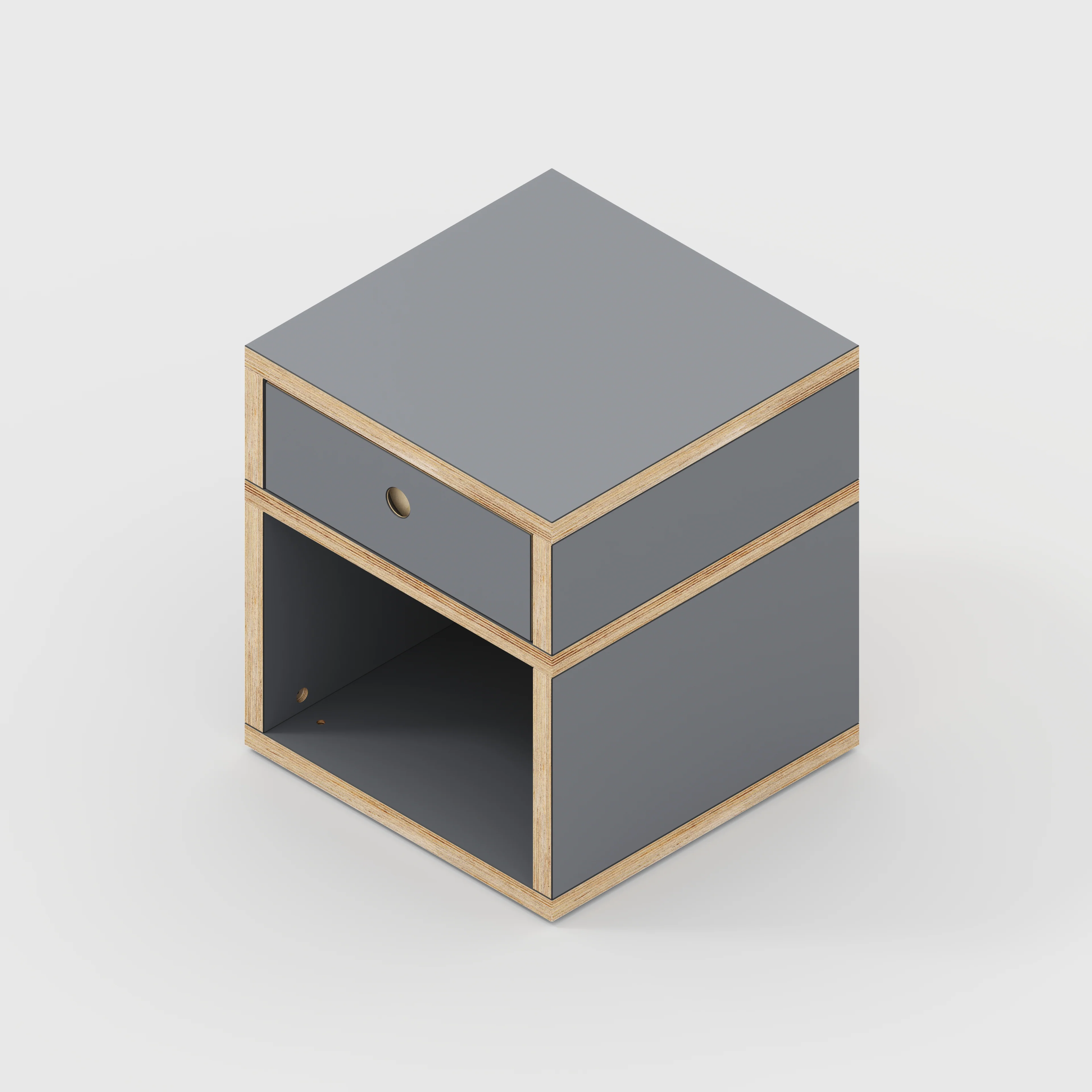 Plywood Bedside Table - Type 1 - with Drawer - Formica Tornado Grey - 400(w) x 400(d) x 450(h) - Image 4